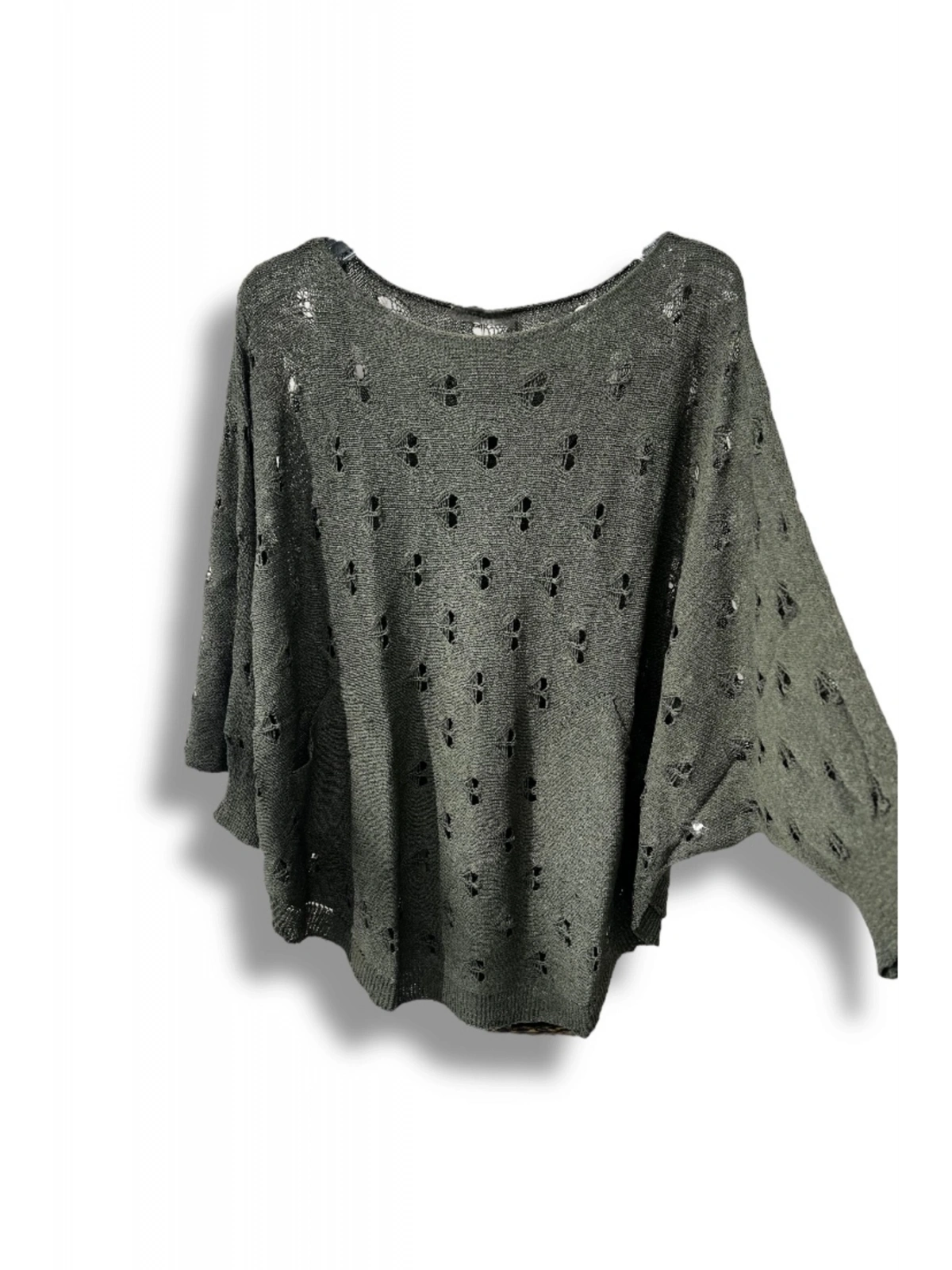 Oversize Merserize Triko Bluz - Delikli Desenli Kazak (38-52 Beden)