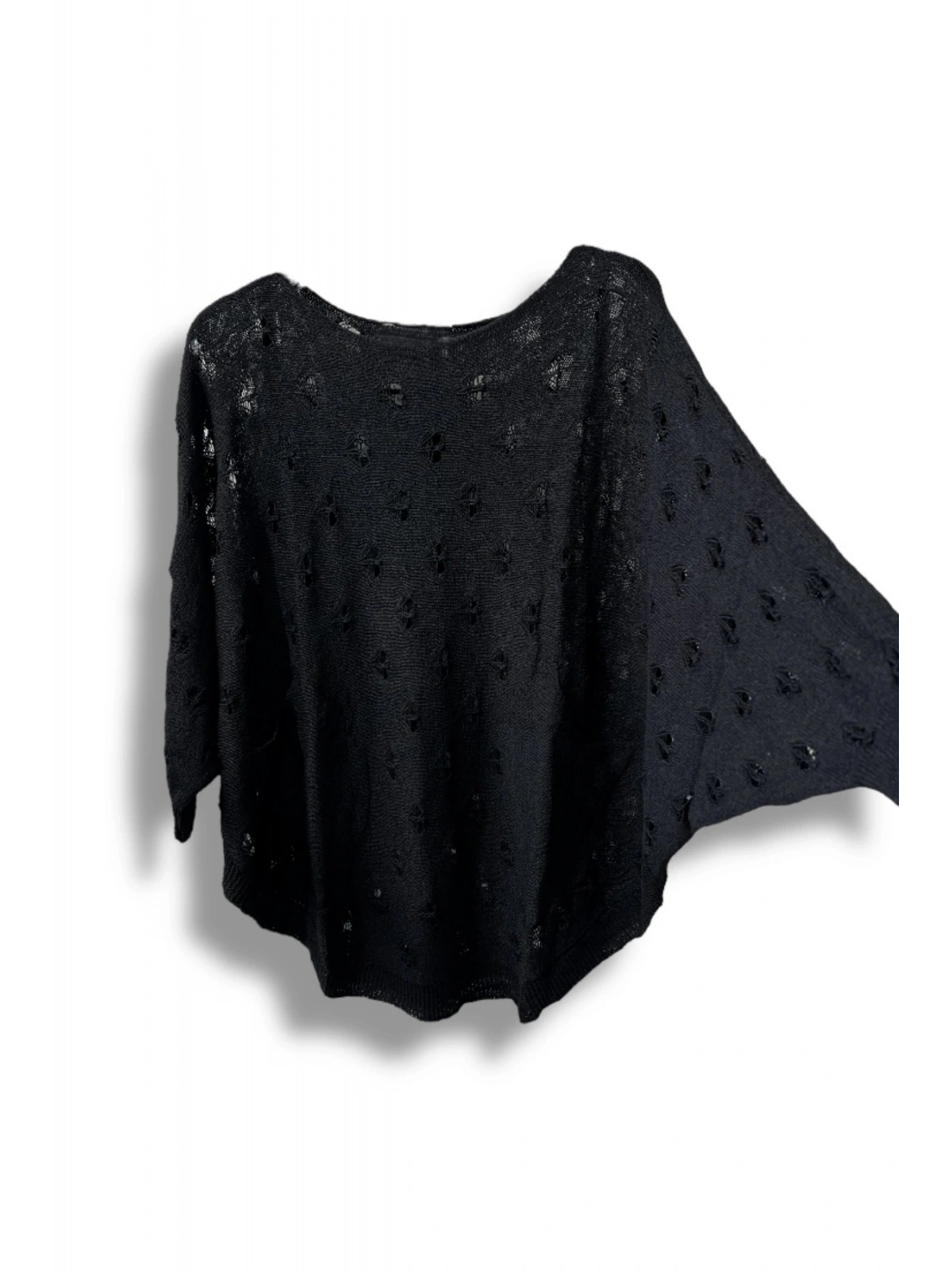 Oversize Merserize Triko Bluz - Delikli Desenli Kazak (38-52 Beden)
