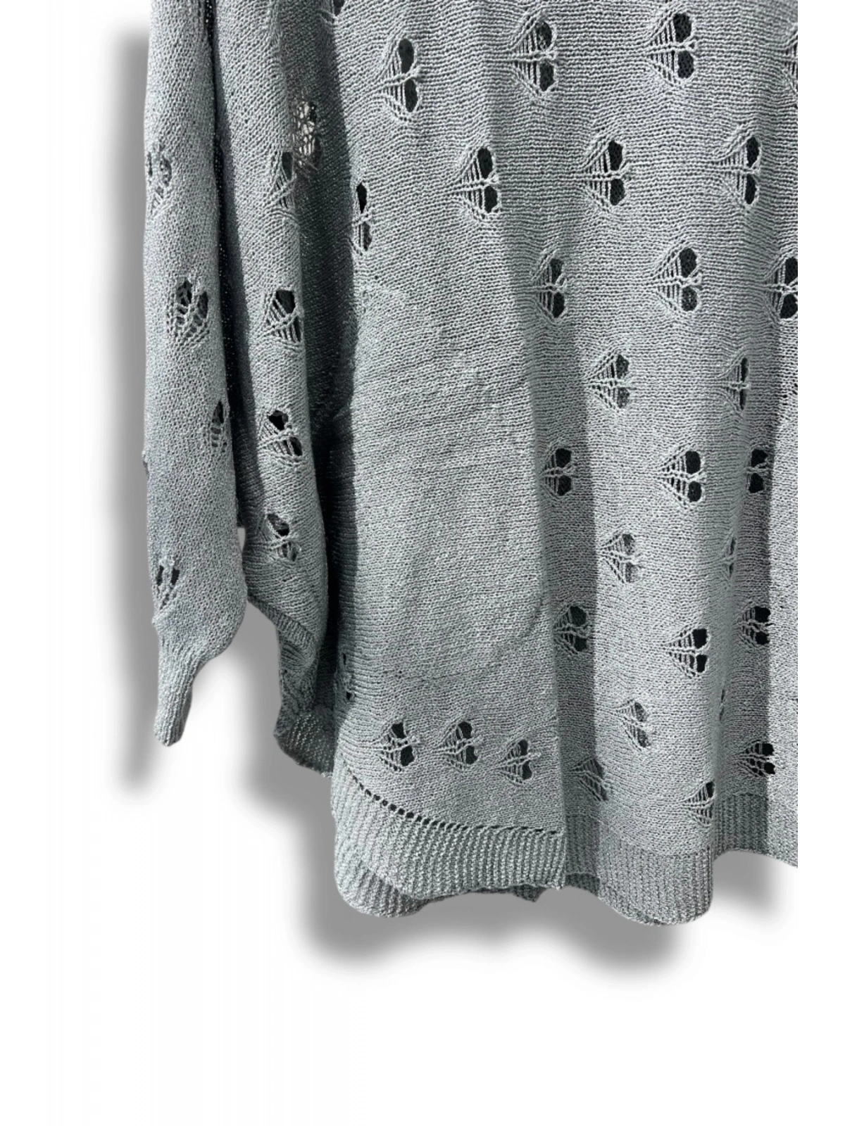 Oversize Merserize Triko Bluz - Delikli Desenli Kazak (38-52 Beden)