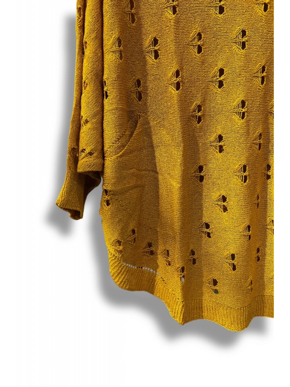 Oversize Merserize Triko Bluz - Delikli Desenli Kazak (38-52 Beden)