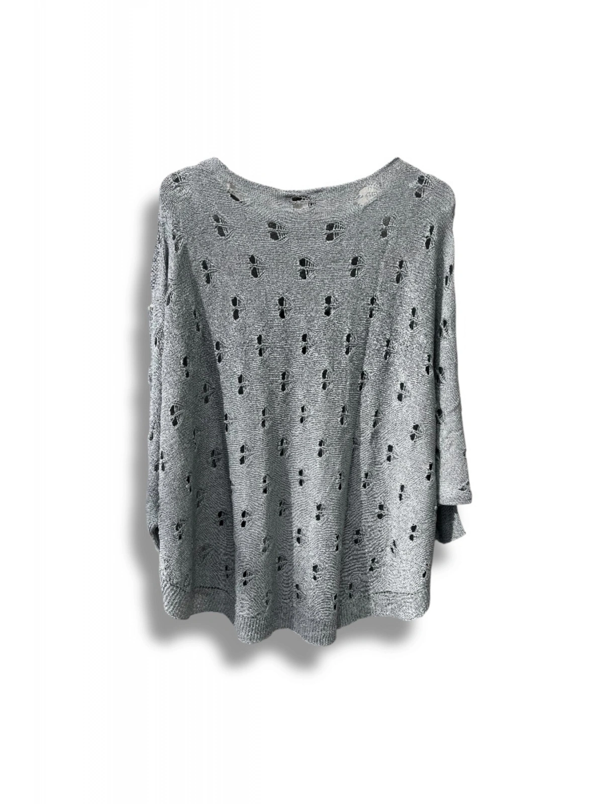 Oversize Merserize Triko Bluz - Delikli Desenli Kazak (38-52 Beden)