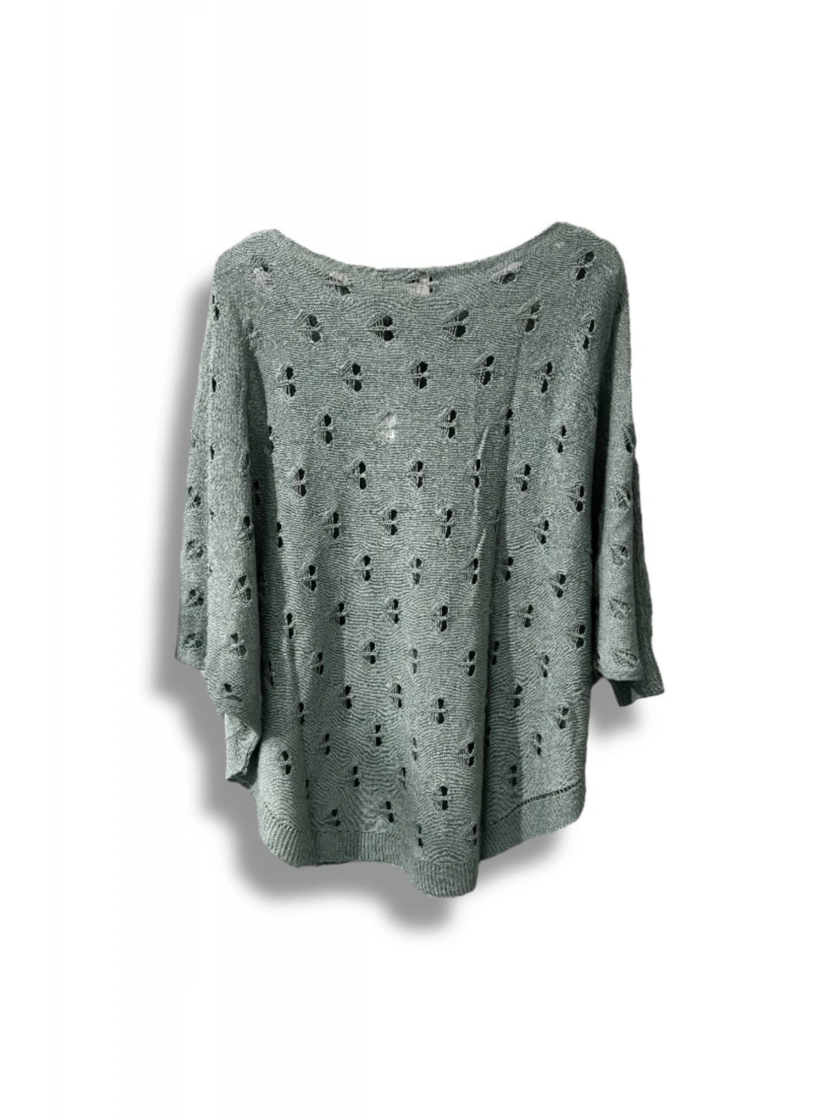 Oversize Merserize Triko Bluz - Delikli Desenli Kazak (38-52 Beden)