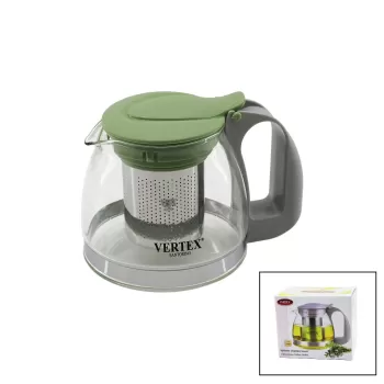 CAM  DEMLİK  METAL SÜZGEÇ   RENKLİ PLASTİK KAPAK - KULP  700 ML (4533)