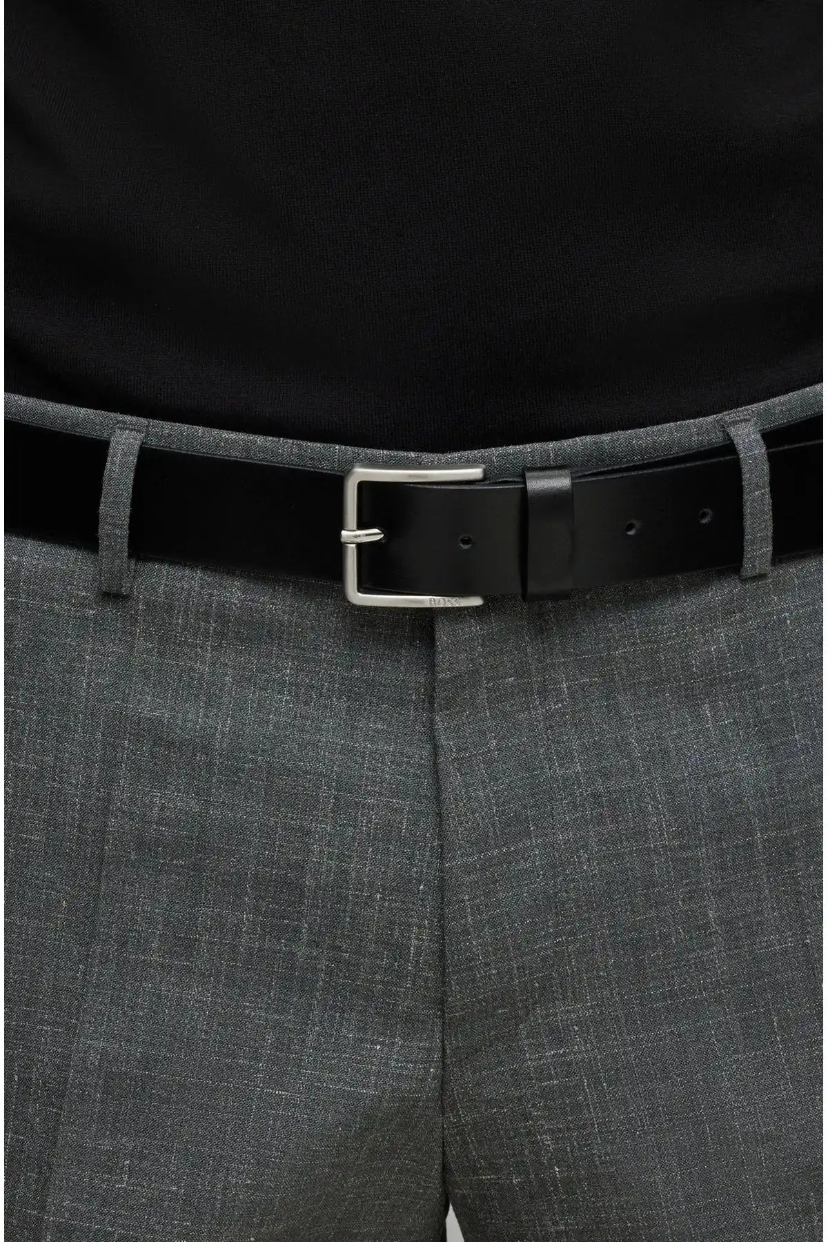 Orijinal Hakiki Deri Erkek Kumaş Kanvas Kot Pantolon Için Uygun Tek Parça Deri 1.sınıf Siyah