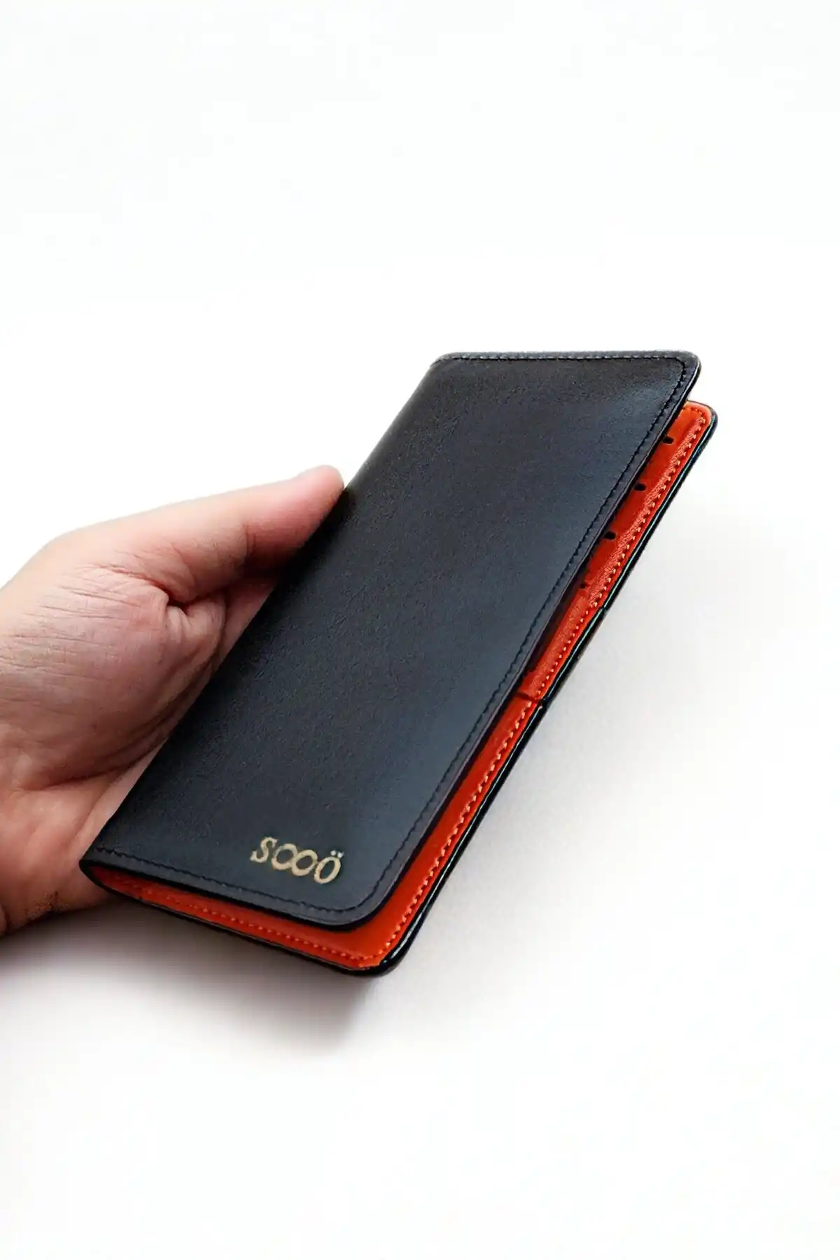 Siyah Deri Cüzdan Uzun Portföy Kartlık Kişiye Özel İsim Baskılı