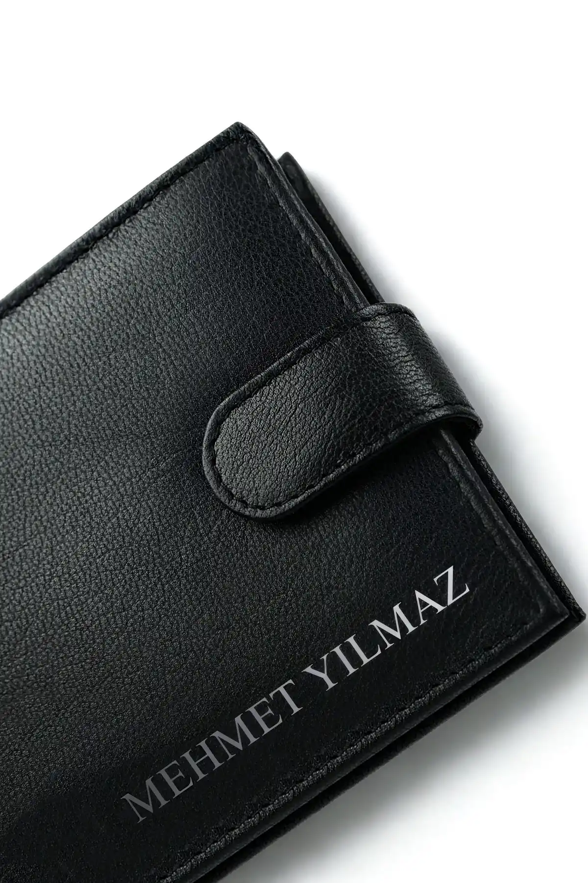 İsim Baskılı Hakiki Deri Cüzdan Bozuk paralı 8 Kart Bölmeli Yatay Model Çıtçıtlı Portföy