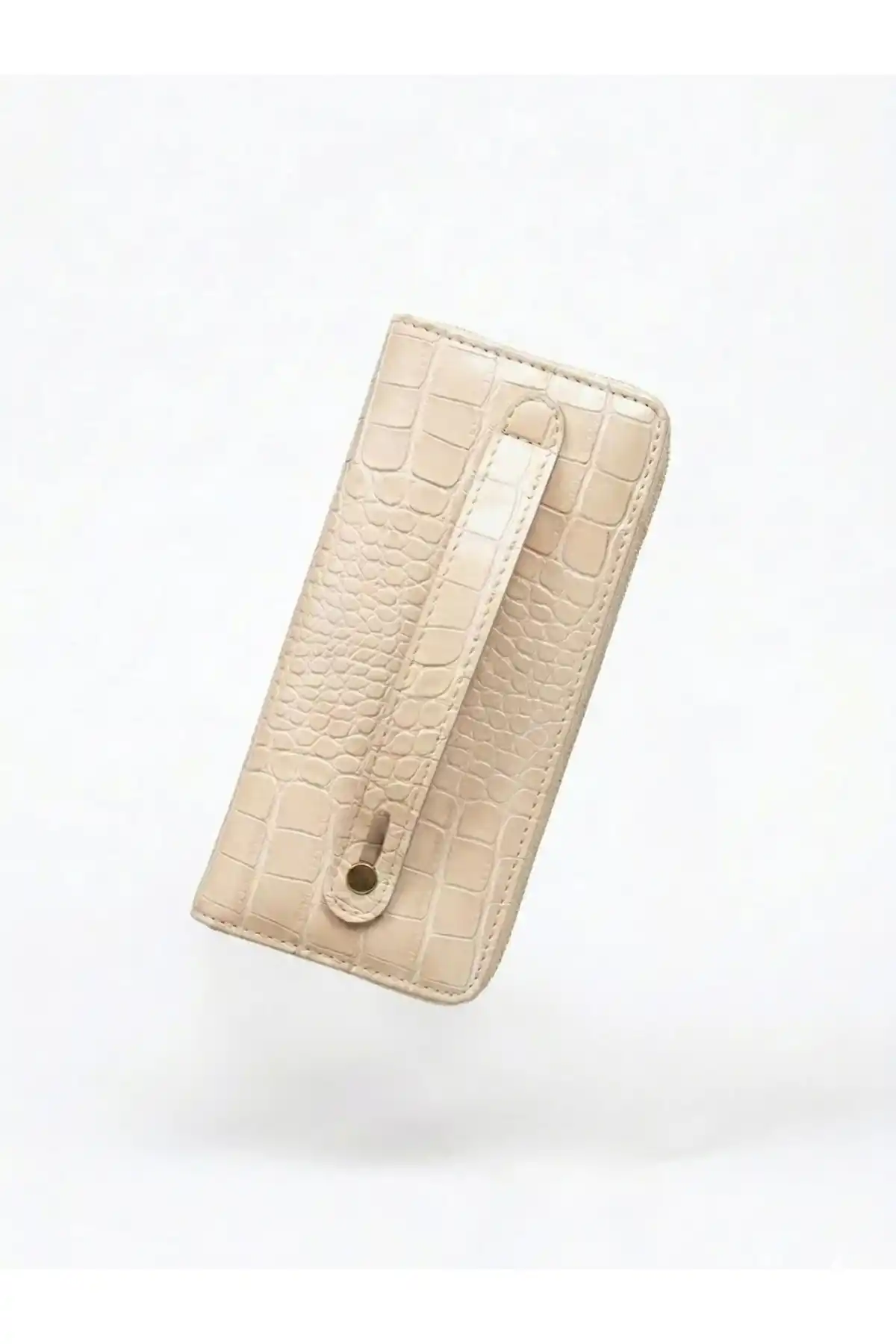 Kadın Cüzdanı Telefon Bölmeli Fermuarlı El Portföy Bej Renk