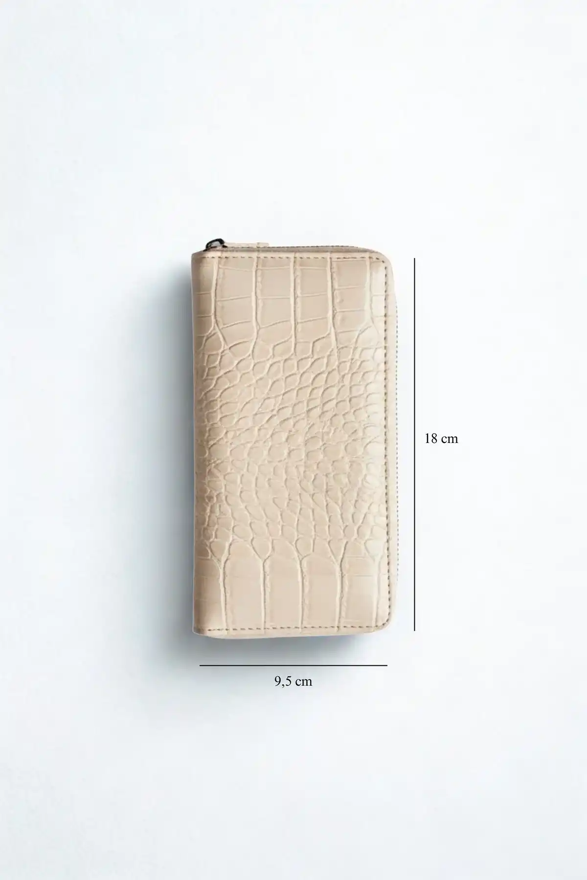 Kadın Cüzdanı Telefon Bölmeli Fermuarlı El Portföy Bej Renk