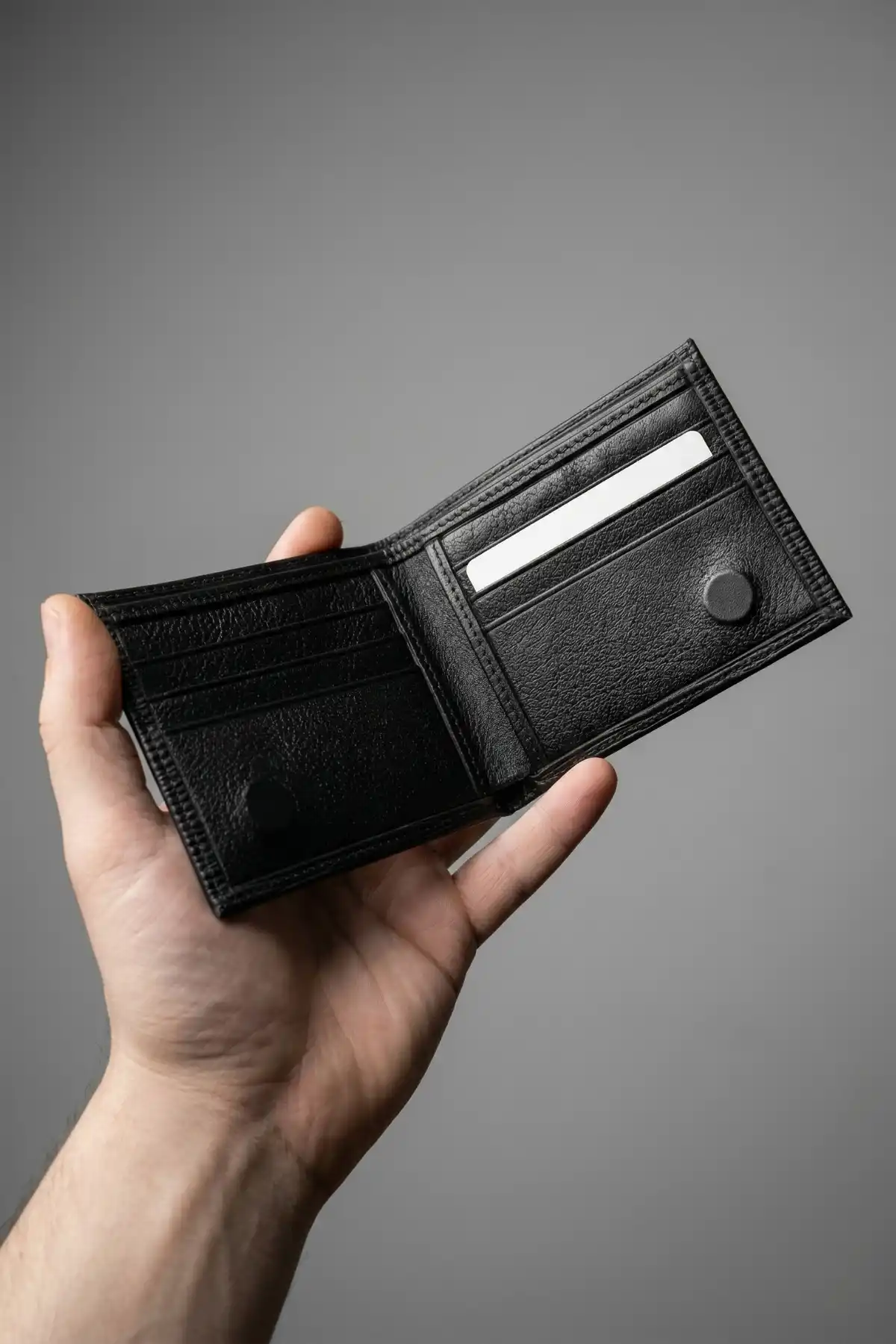 Erkek Siyah Epi Desenli Lüks Deri Cüzdan Kartlık Portföy Premium