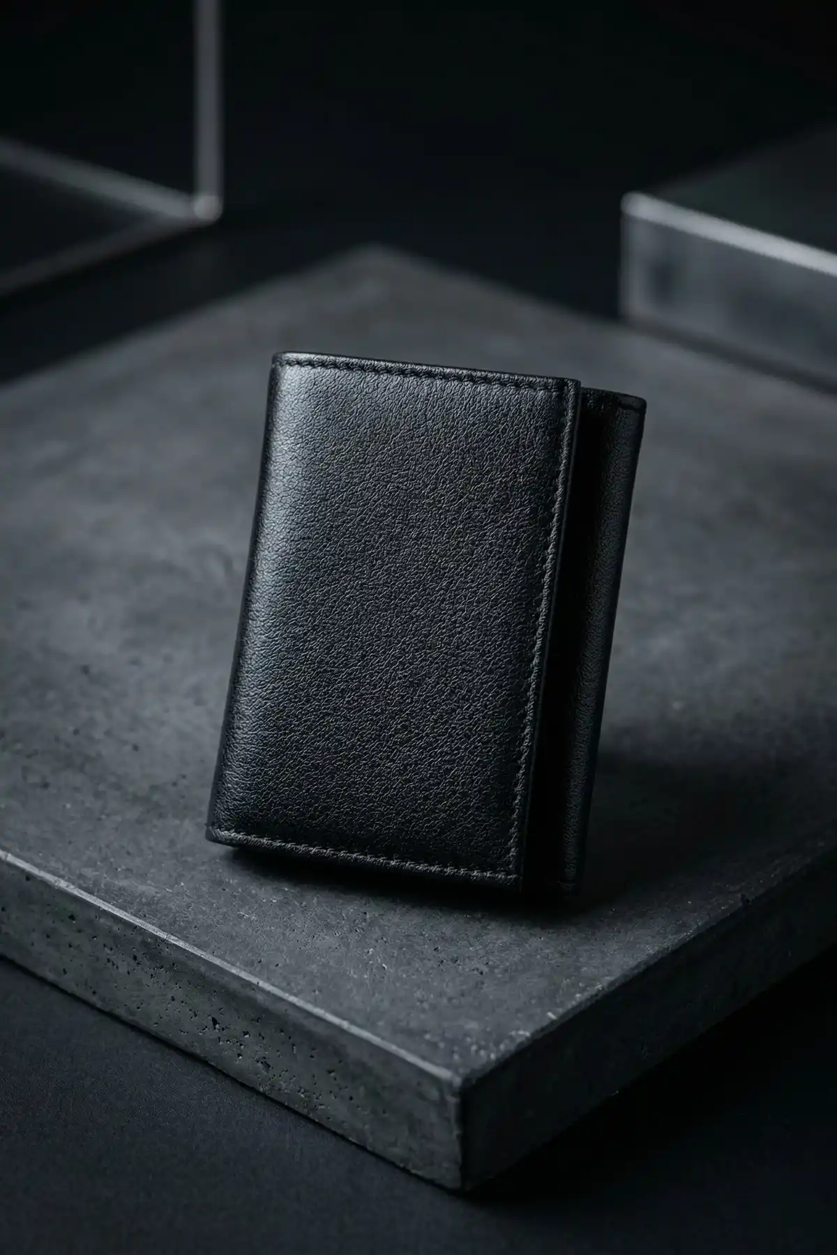 İsim Baskılı Hakiki Deri Erkek Cüzdan Mıknatıslı Kompakt Kartlık Portföy Siyah Dik Model