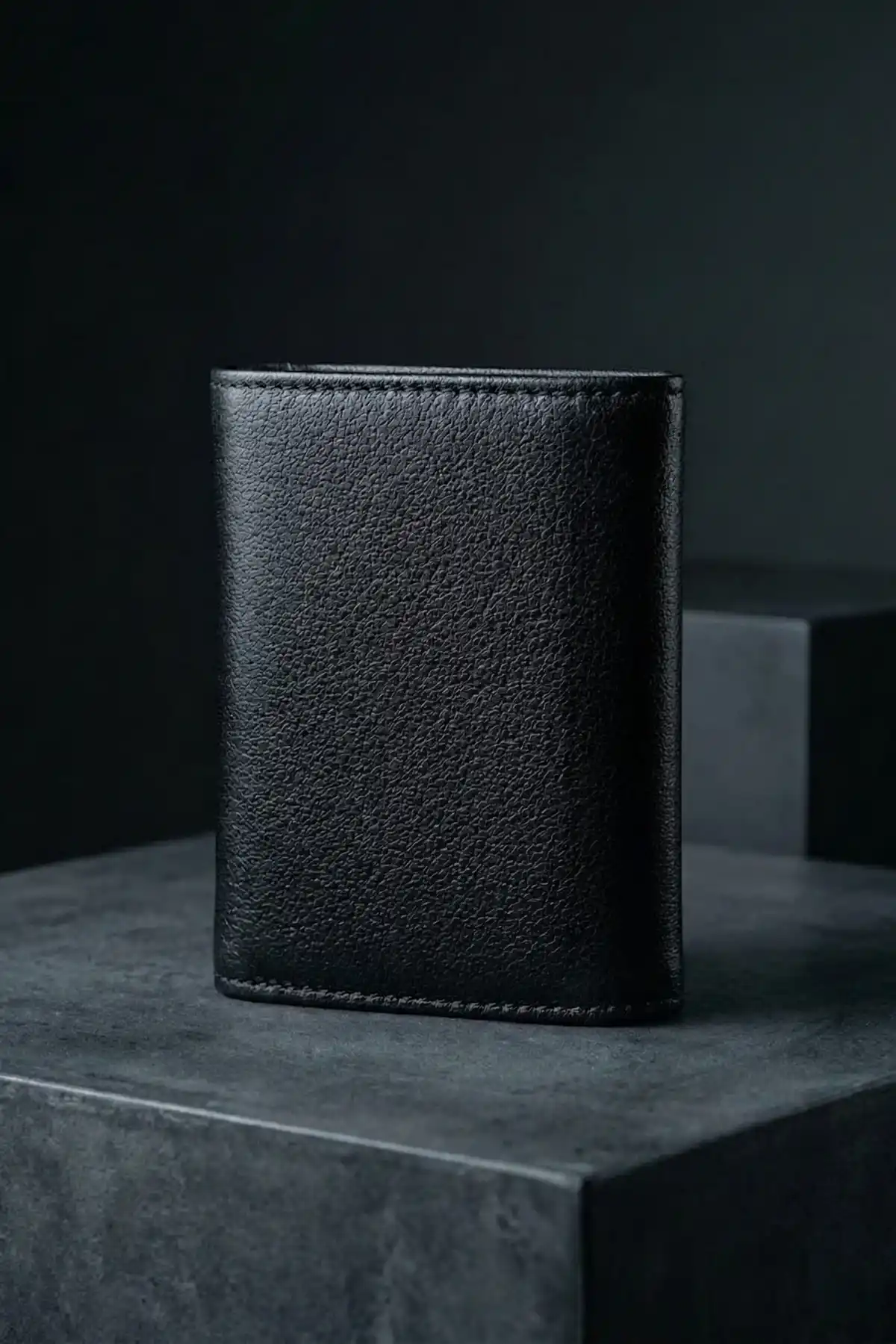 İsim Baskılı Hakiki Deri Erkek Cüzdan Mıknatıslı Kompakt Kartlık Portföy Siyah Dik Model