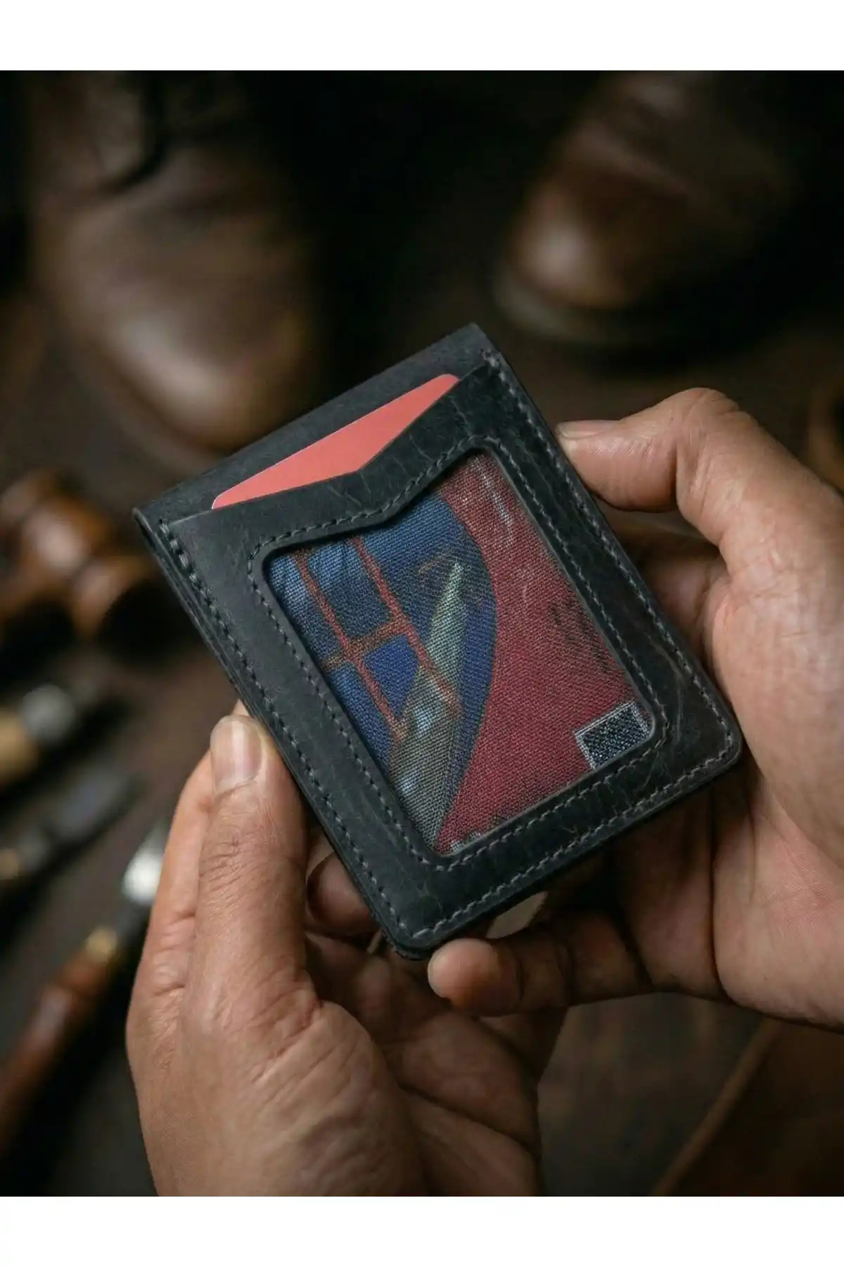 Hakiki Crazy Deri Kişiye Özel İsim Yazılı Cüzdan - Yüksek Nakit Kapasiteli Minimalist Model Crazy Siyah