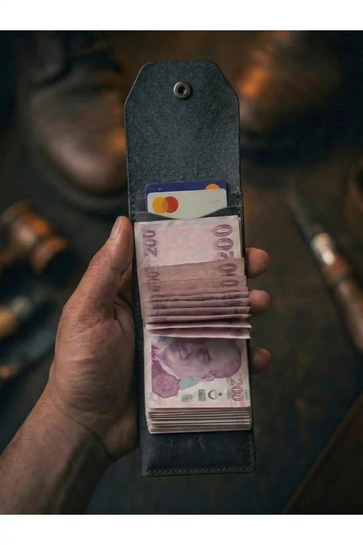 Hakiki Crazy Deri Kişiye Özel İsim Yazılı Cüzdan - Yüksek Nakit Kapasiteli Minimalist Model Crazy Siyah