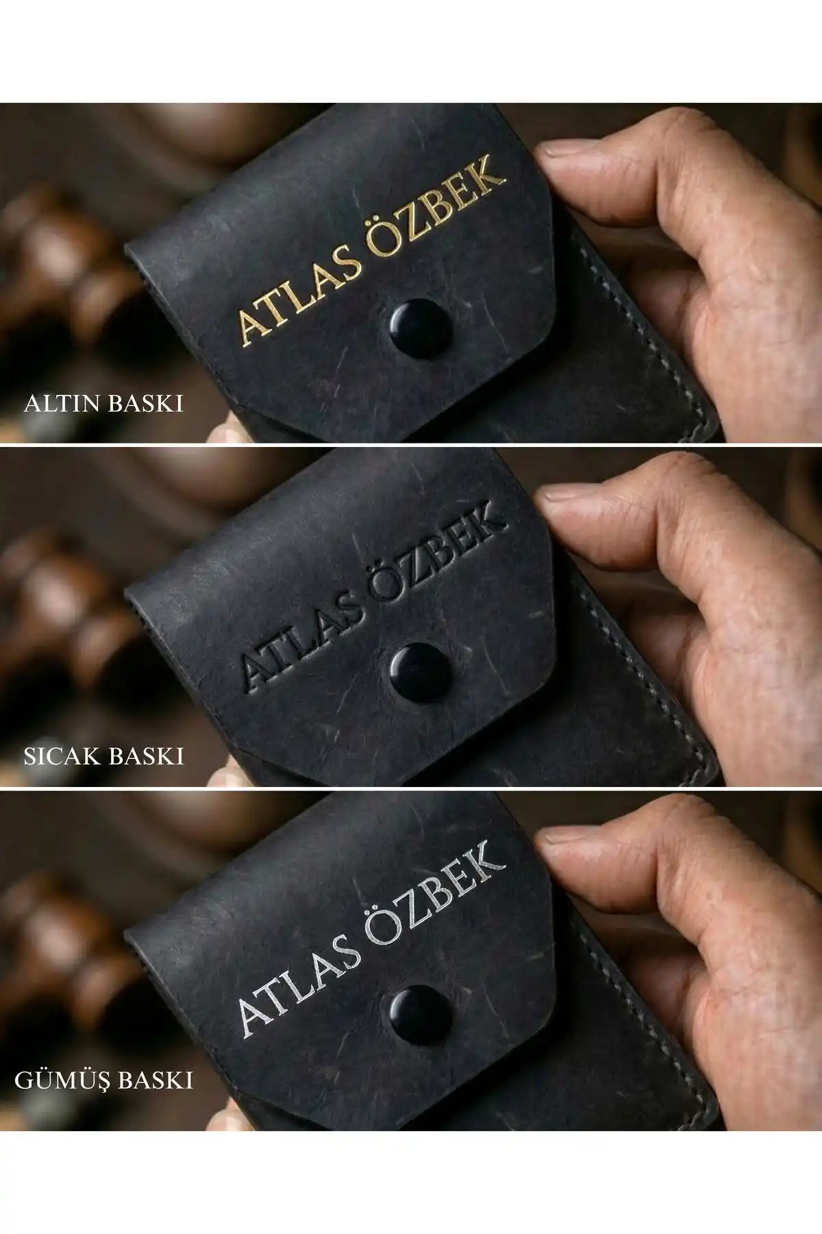 Hakiki Crazy Deri Kişiye Özel İsim Yazılı Cüzdan - Yüksek Nakit Kapasiteli Minimalist Model Crazy Siyah