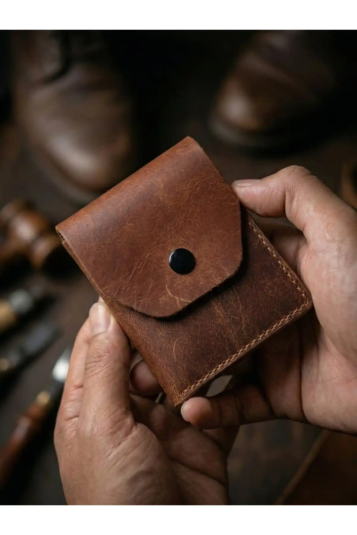 Hakiki Crazy Deri Kişiye Özel İsim Yazılı Cüzdan - Yüksek Nakit Kapasiteli Minimalist Model Crazy Camel