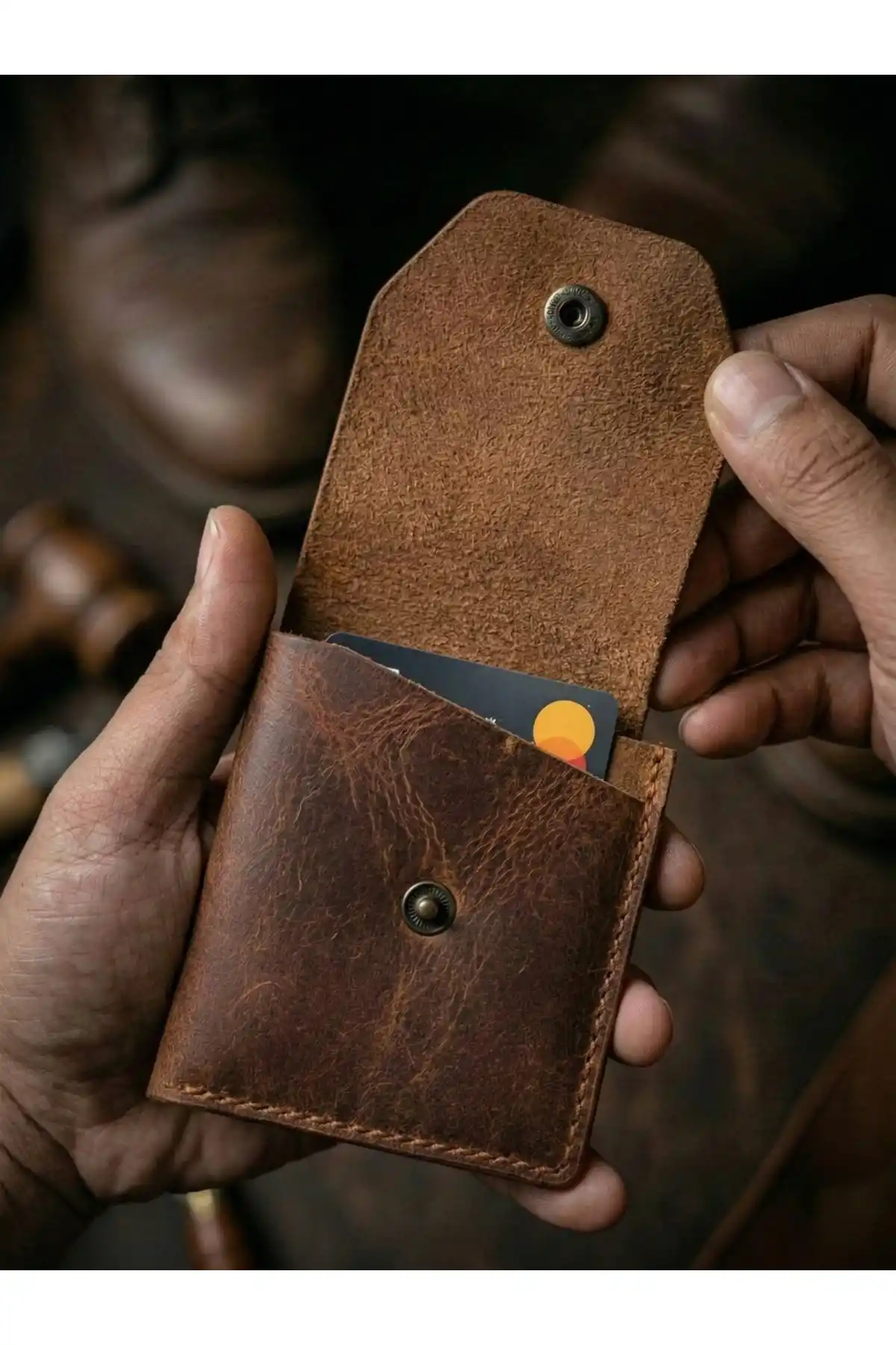 Hakiki Crazy Deri Kişiye Özel İsim Yazılı Cüzdan - Yüksek Nakit Kapasiteli Minimalist Model Crazy Camel