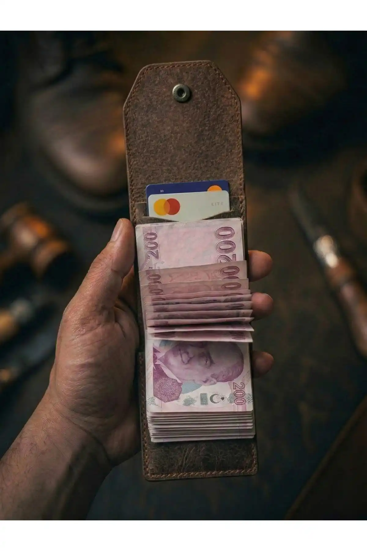 Hakiki Crazy Deri Kişiye Özel İsim Yazılı Cüzdan - Yüksek Nakit Kapasiteli Minimalist Model Crazy Kahve