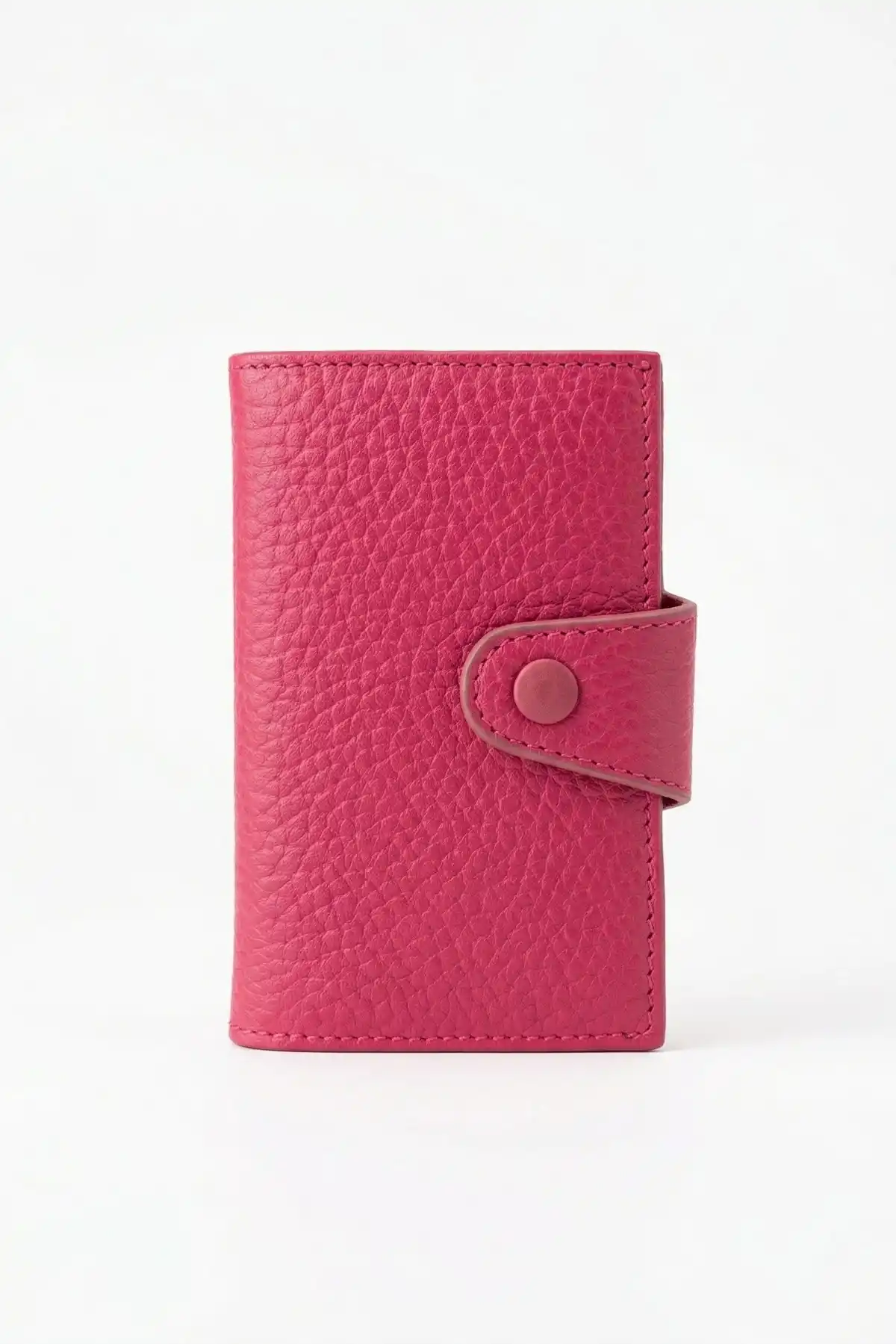 İsim Baskılı Hakiki Deri Çıtçıtlı Akordiyon Kartlık & Cüzdan & Portföy Pembe