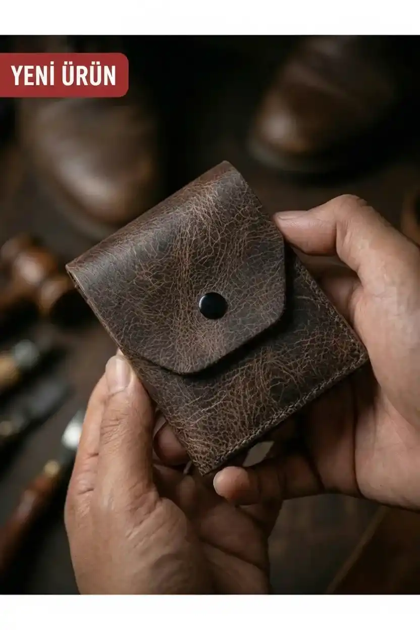 Hakiki Crazy Deri Kişiye Özel İsim Yazılı Cüzdan - Yüksek Nakit Kapasiteli Minimalist Model Crazy Kahve