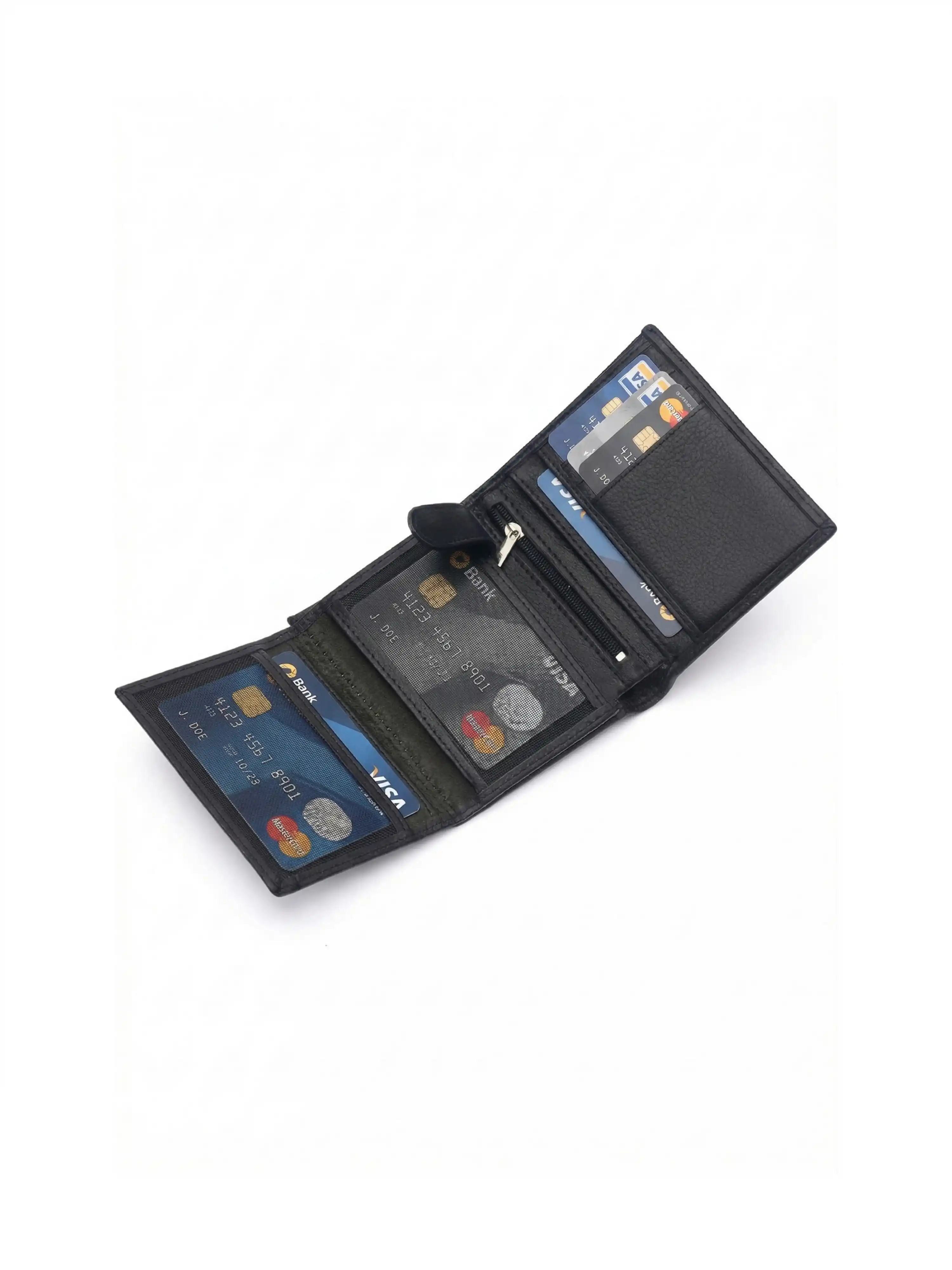 İsim Baskılı Hakiki Deri Cüzdan Fermuarlı 11 Kart Bölmeli Dik Model