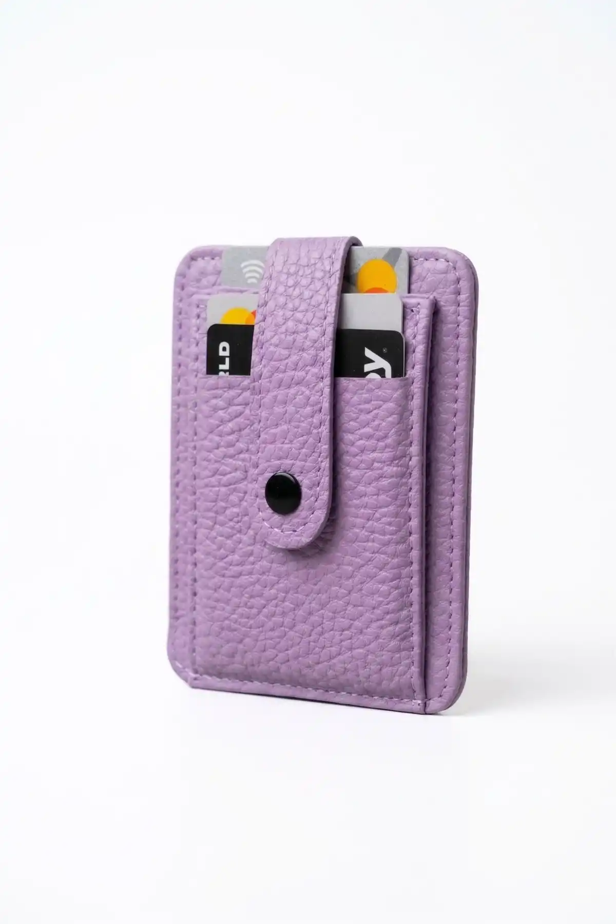 Lila Kadın Kartlık 9 Kart Bölmeli Çıtçıtlı Portföy