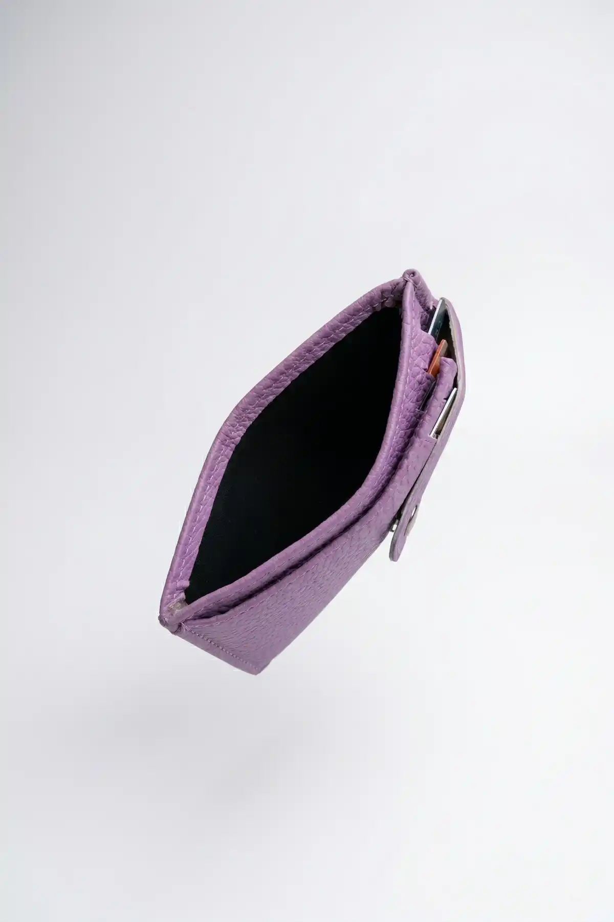 Lila Kadın Kartlık 9 Kart Bölmeli Çıtçıtlı Portföy