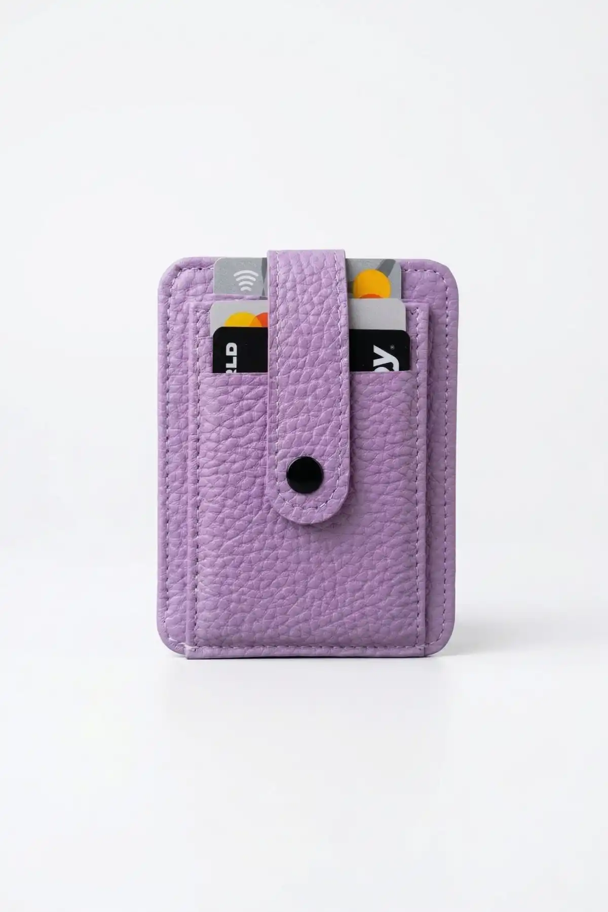 Lila Kadın Kartlık 9 Kart Bölmeli Çıtçıtlı Portföy