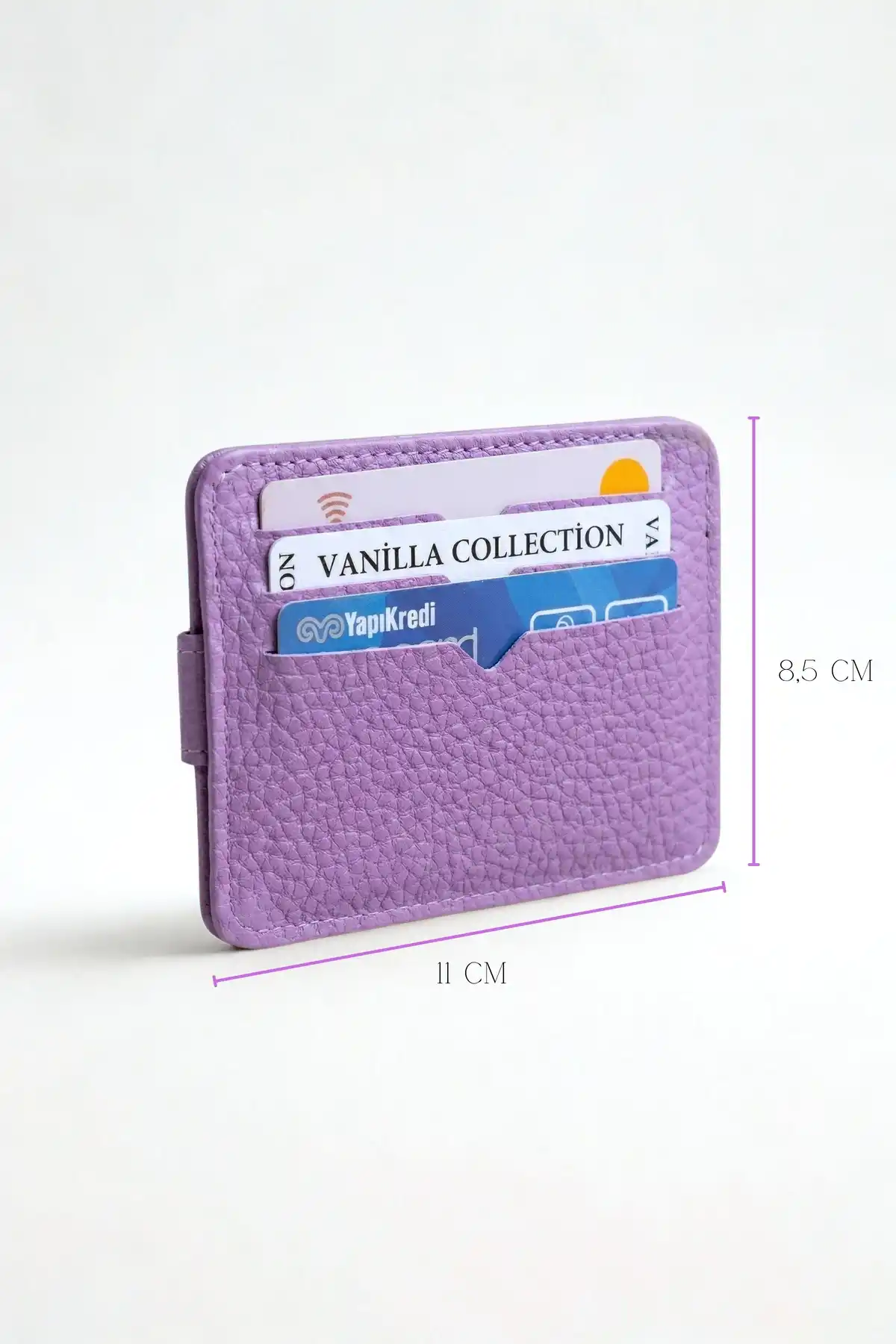 Lila Kadın Kartlık 9 Kart Bölmeli Çıtçıtlı Portföy
