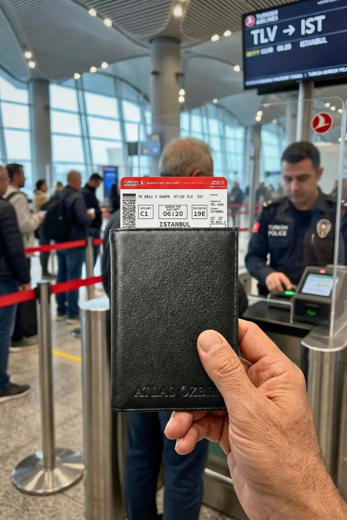 Kişiye Özel İsim Baskılı Hakiki Deri Pasaport Kılıfı ve Seyahat Cüzdanı Siyah