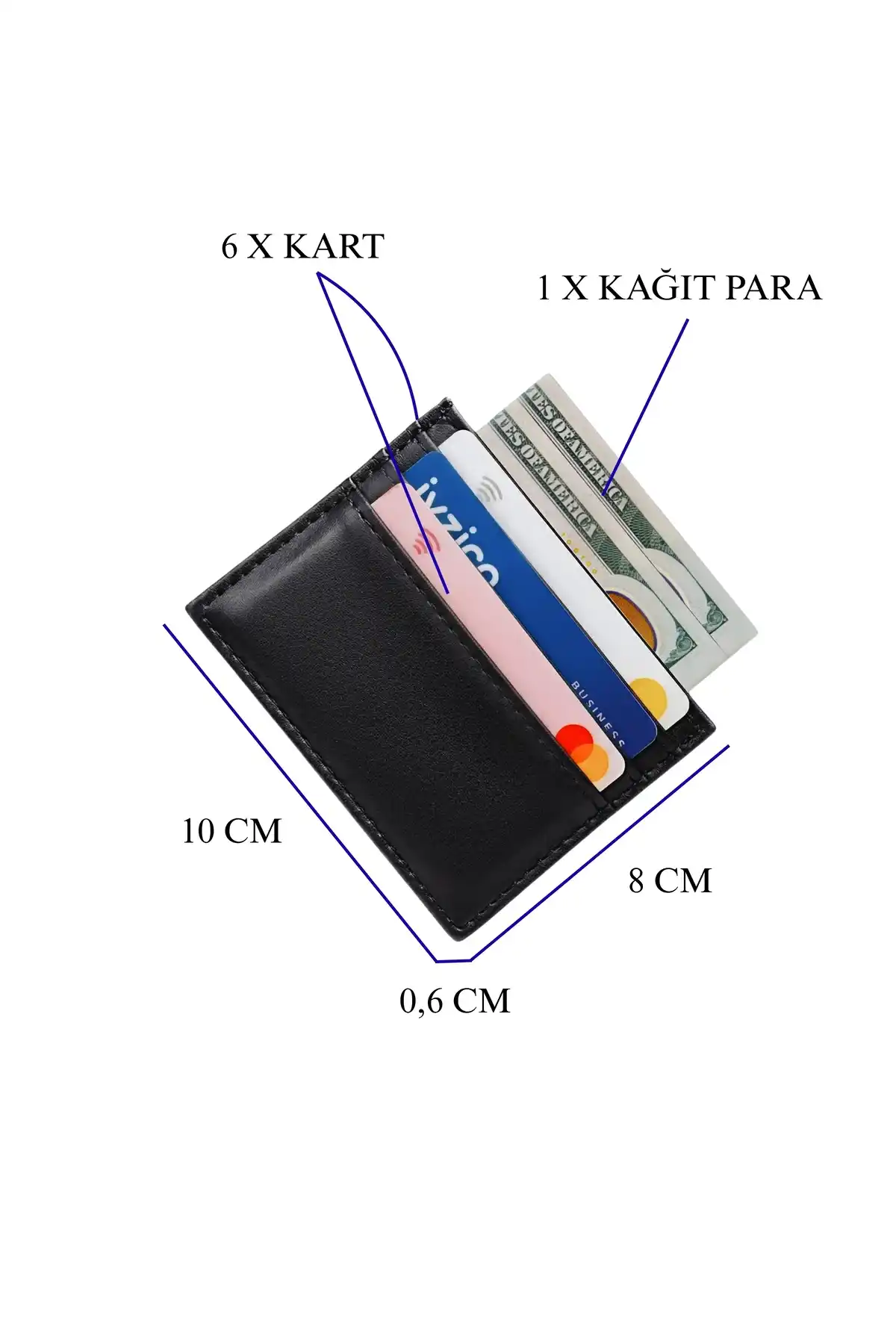 İsim Baskılı İnce Siyah Deri Kartlık Minimal Para Bölmeli Unisex Cüzdan Portföy