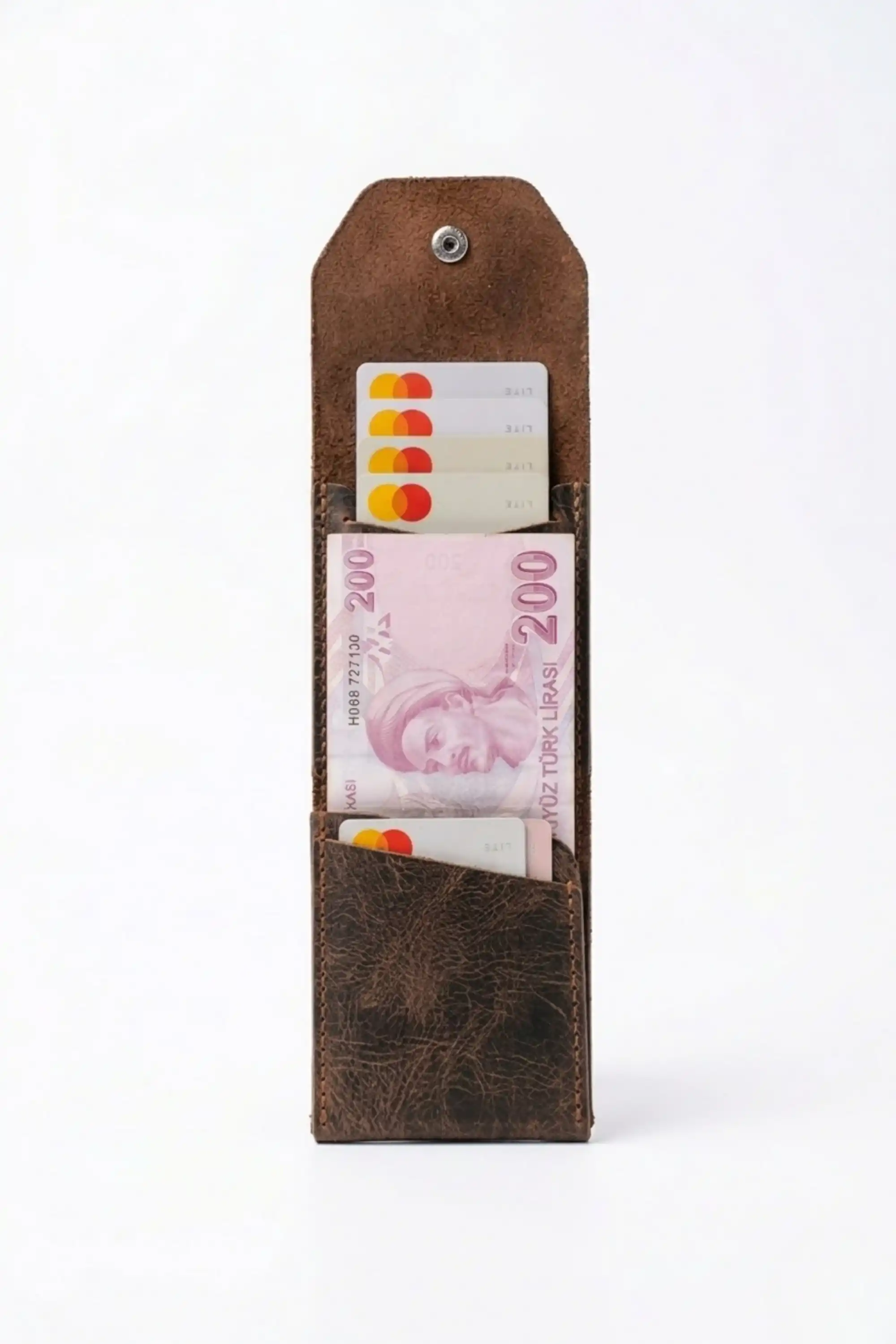 Hakiki Crazy Deri Kişiye Özel İsim Yazılı Cüzdan - Yüksek Nakit Kapasiteli Minimalist Model Crazy Kahve