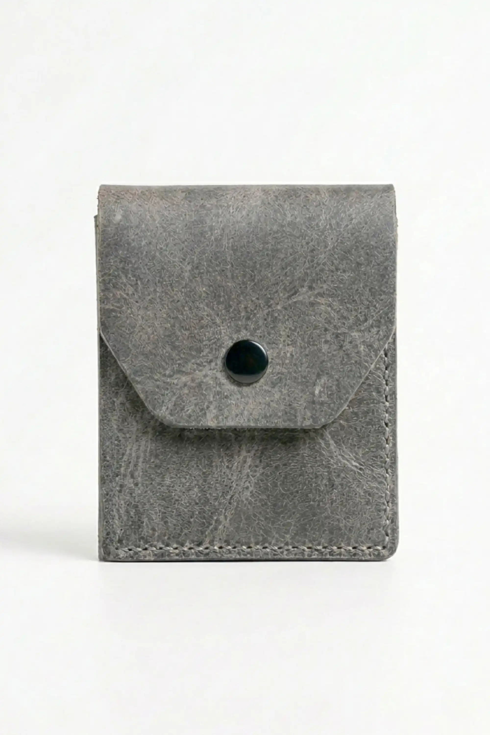 Hakiki Crazy Deri Kişiye Özel İsim Yazılı Cüzdan - Yüksek Nakit Kapasiteli Minimalist Model Crazy Gri