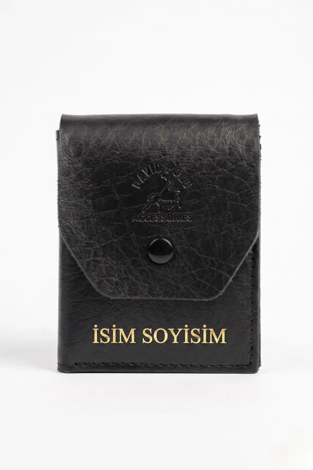 İsim Baskılı Vegan Deri Erkek Cüzdan Siyah Viral Model Yüksek Para Kapasiteli Portföy