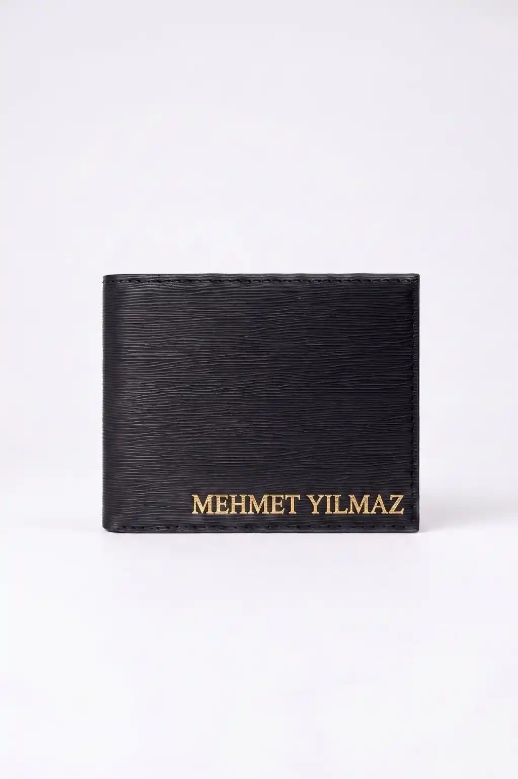 Deri Cüzdan Kişiye Özel İsim Basklı-9 Kart-Bozuk Para Bölmeli Kelebek Model Siyah Cüzdan