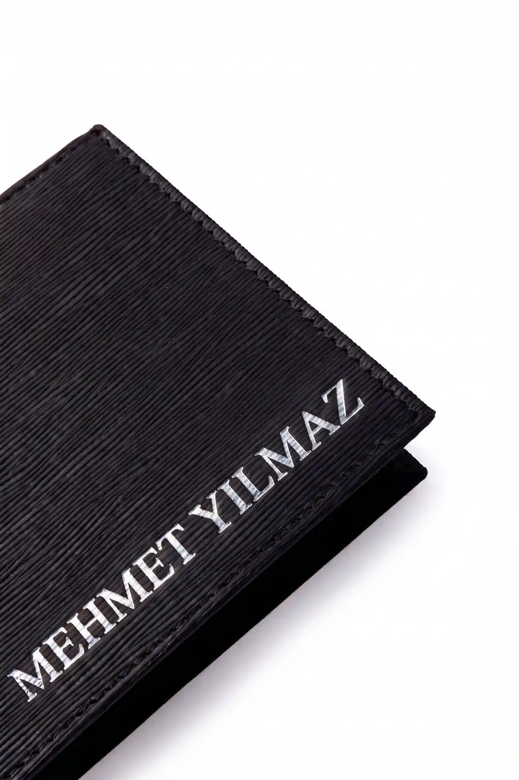 Deri Cüzdan Kişiye Özel İsim Basklı-9 Kart-Bozuk Para Bölmeli Kelebek Model Siyah Cüzdan