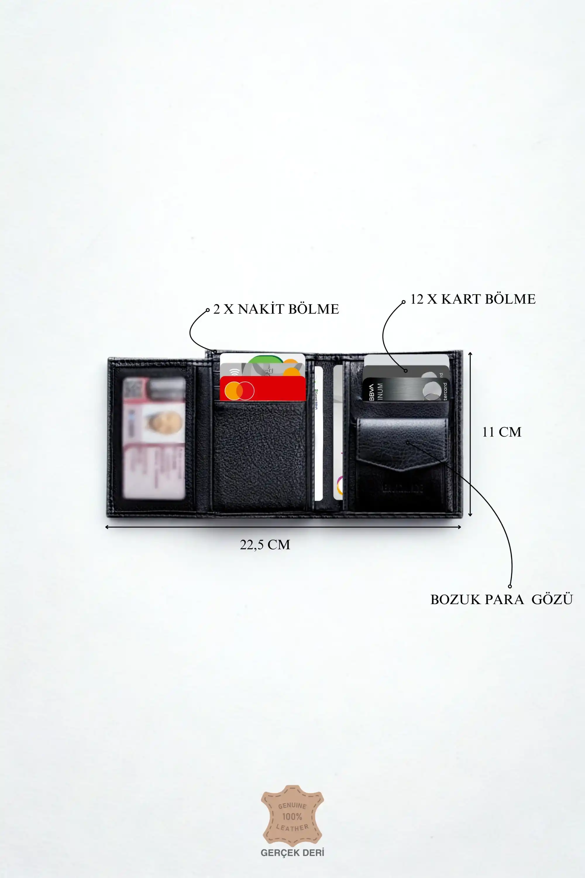 Hakiki Deri Erkek Cüzdan Dik Model – 12 Kart - Bozuk Para Bölmeli - İsim Baskılı - Minimalist Tasarım