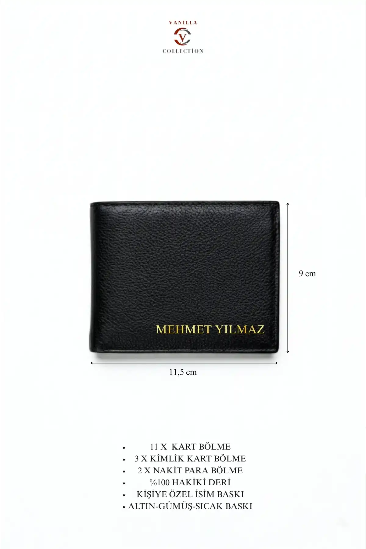 Hakiki Deri Erkek Cüzdan İsim Baskılı Yatay Cüzdan Kartlık Portföy