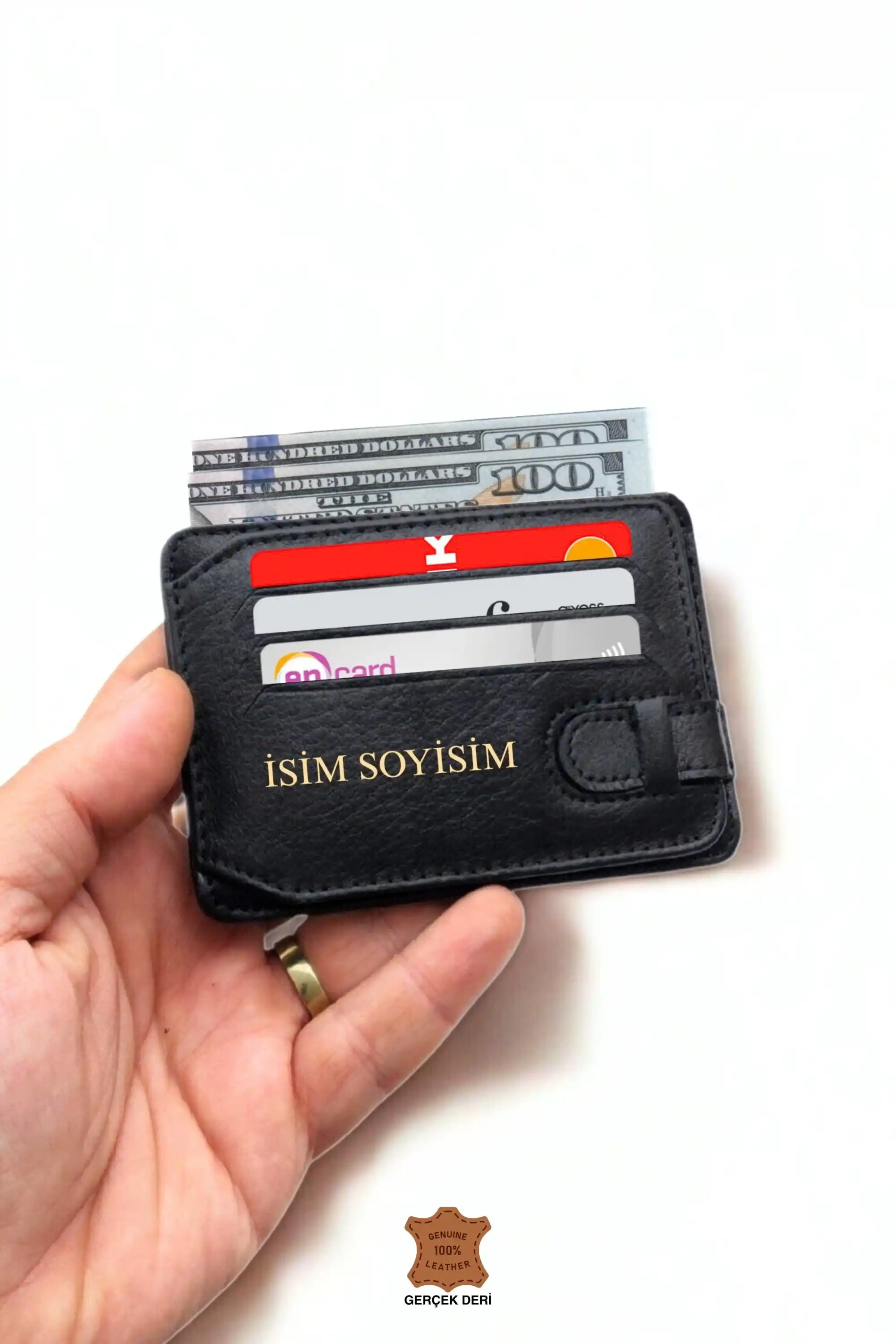 Hakiki Deri Kartlık Süper Ince Kemerli Model Cüzdan Portföy