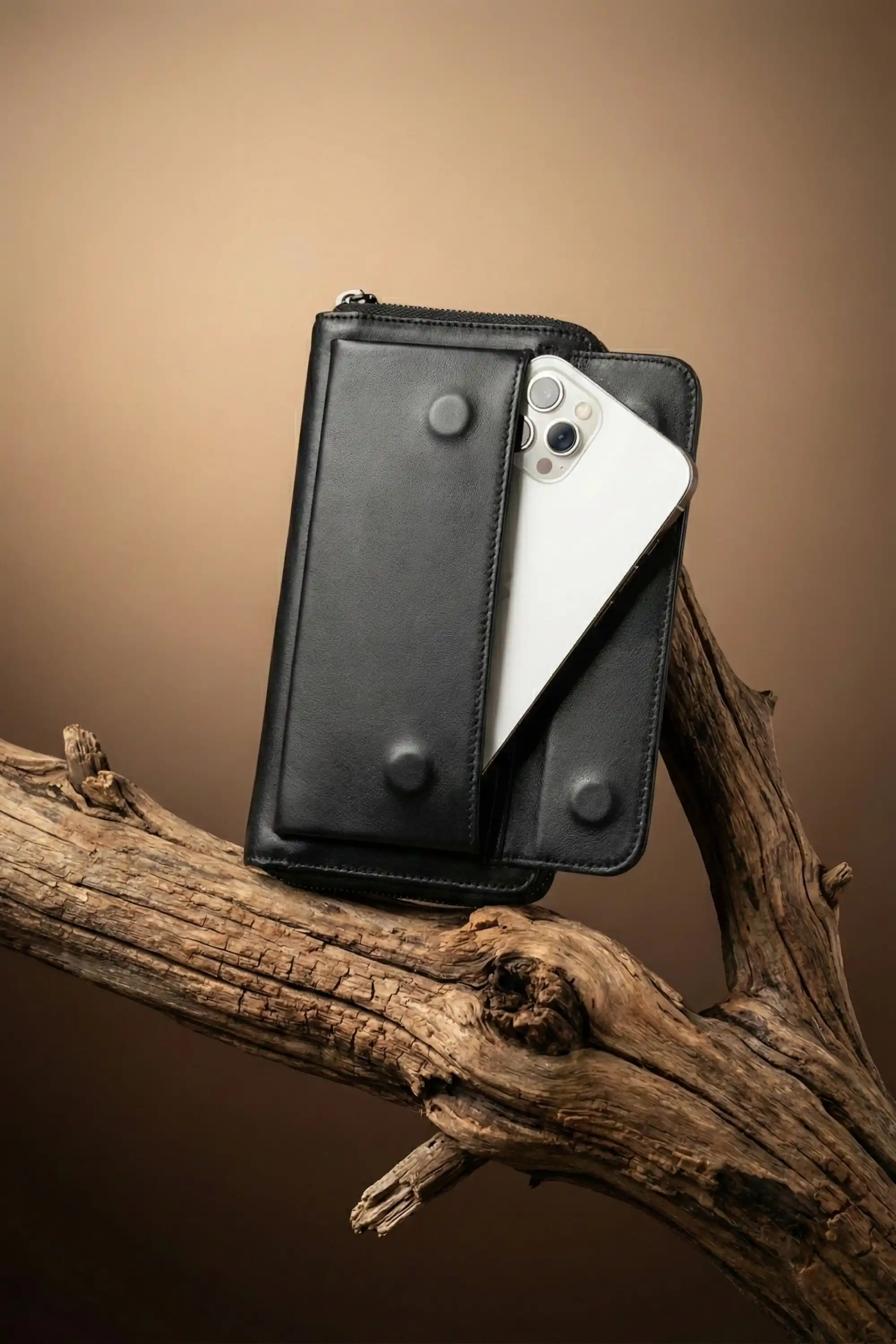 Hakiki Deri Kişiye Özel El Portföy Kartlı, Fermuarlı, İsim Baskılı