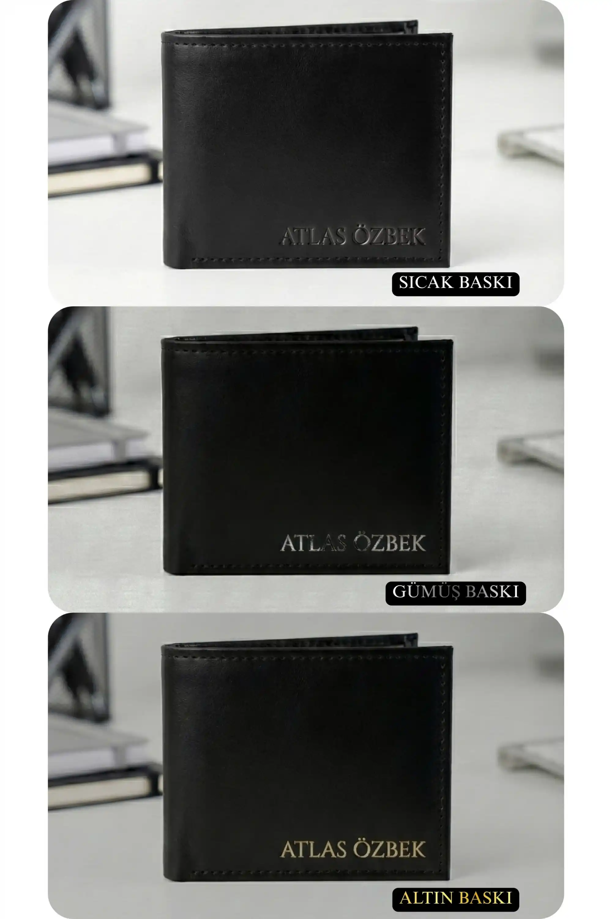 Kişiye Özel İsim Baskılı Minimal Erkek Cüzdan & Kartlık - 8 Kart ve Kağıt Para Bölmeli İnce Tasarım