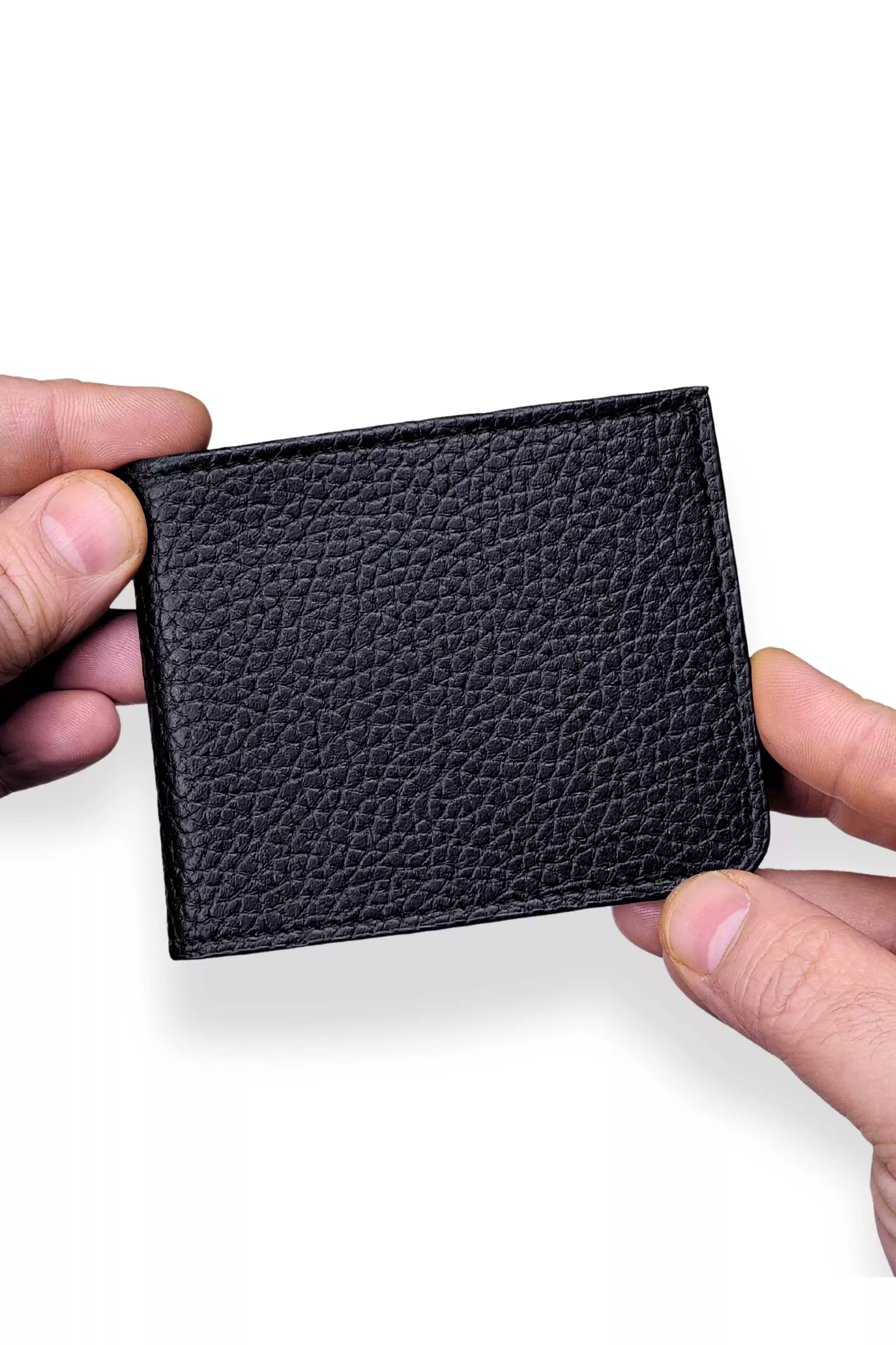 Unisex Siyah Deri İnce Cüzdan Kartlık Portföy Gizli İçten Çıt Çıtlı Kapama Siyah Floter