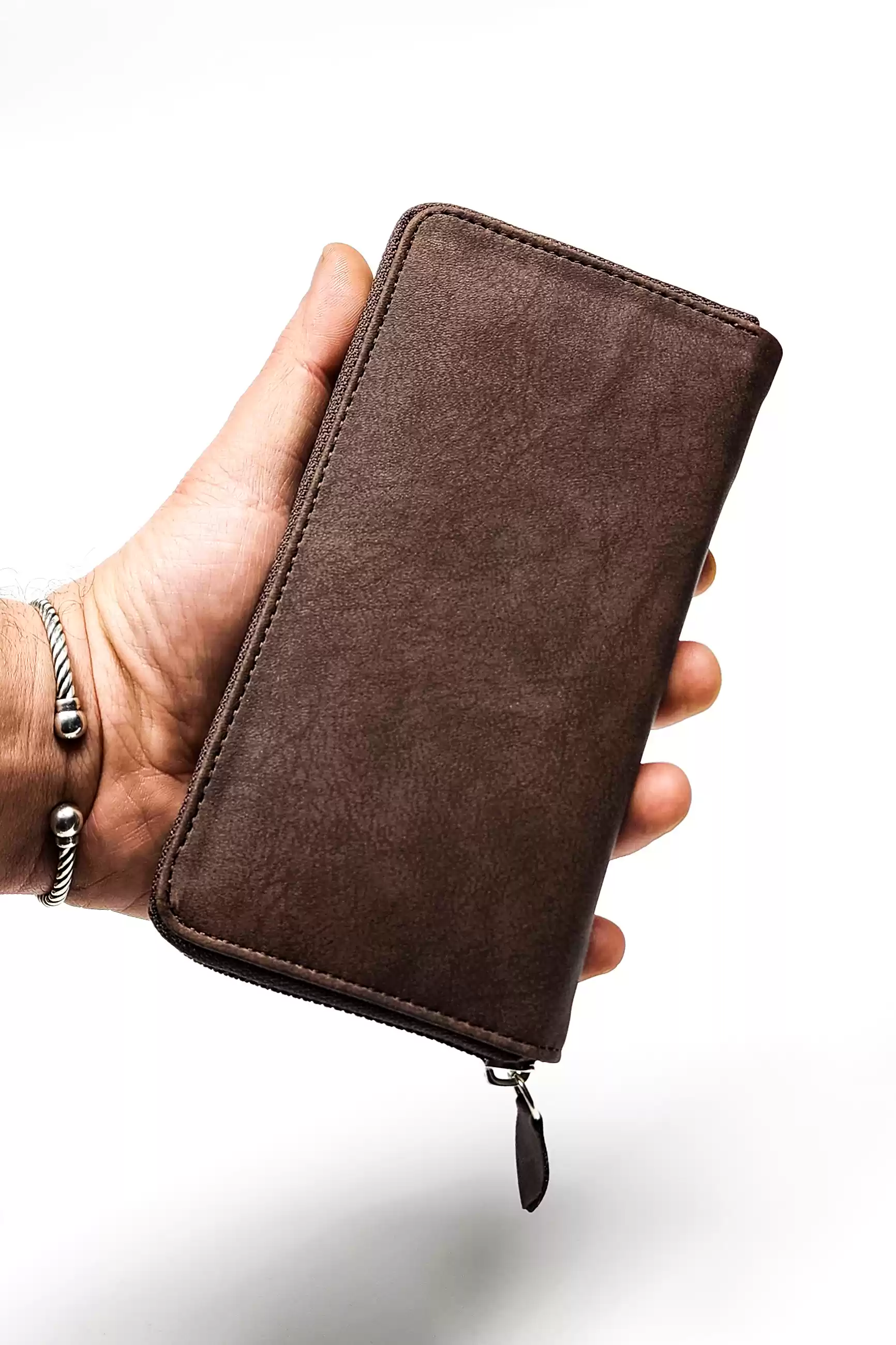 Telefon Bölmeli Cüzdan Unisex Vegan Deri Kartlık Portföy CRAZY KAHVE