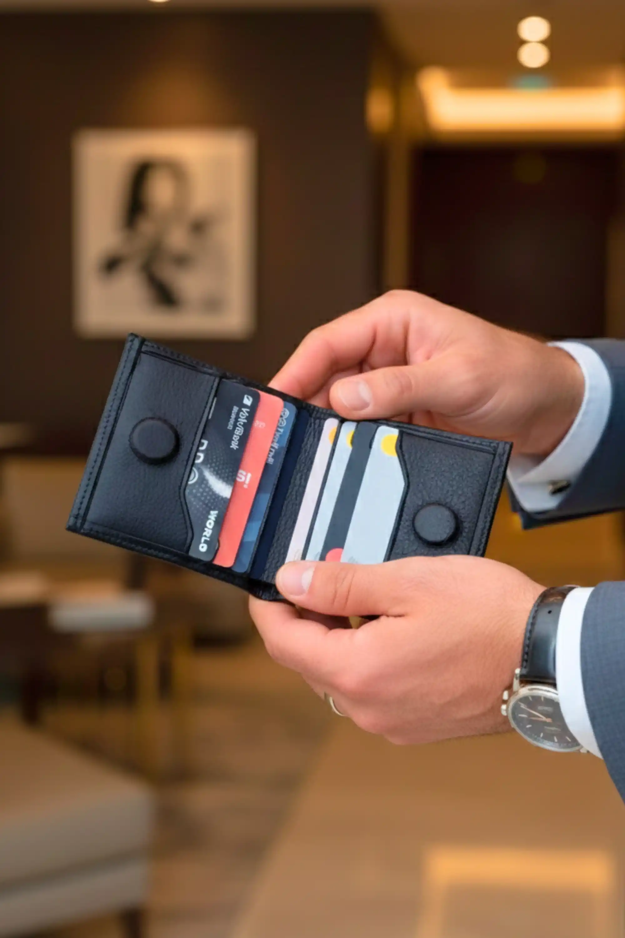 İsim Baskılı Hakiki Deri Erkek Cüzdan - Mıknatıslı ve 8 Kart Bölmeli - İnce Zarif Tasarım