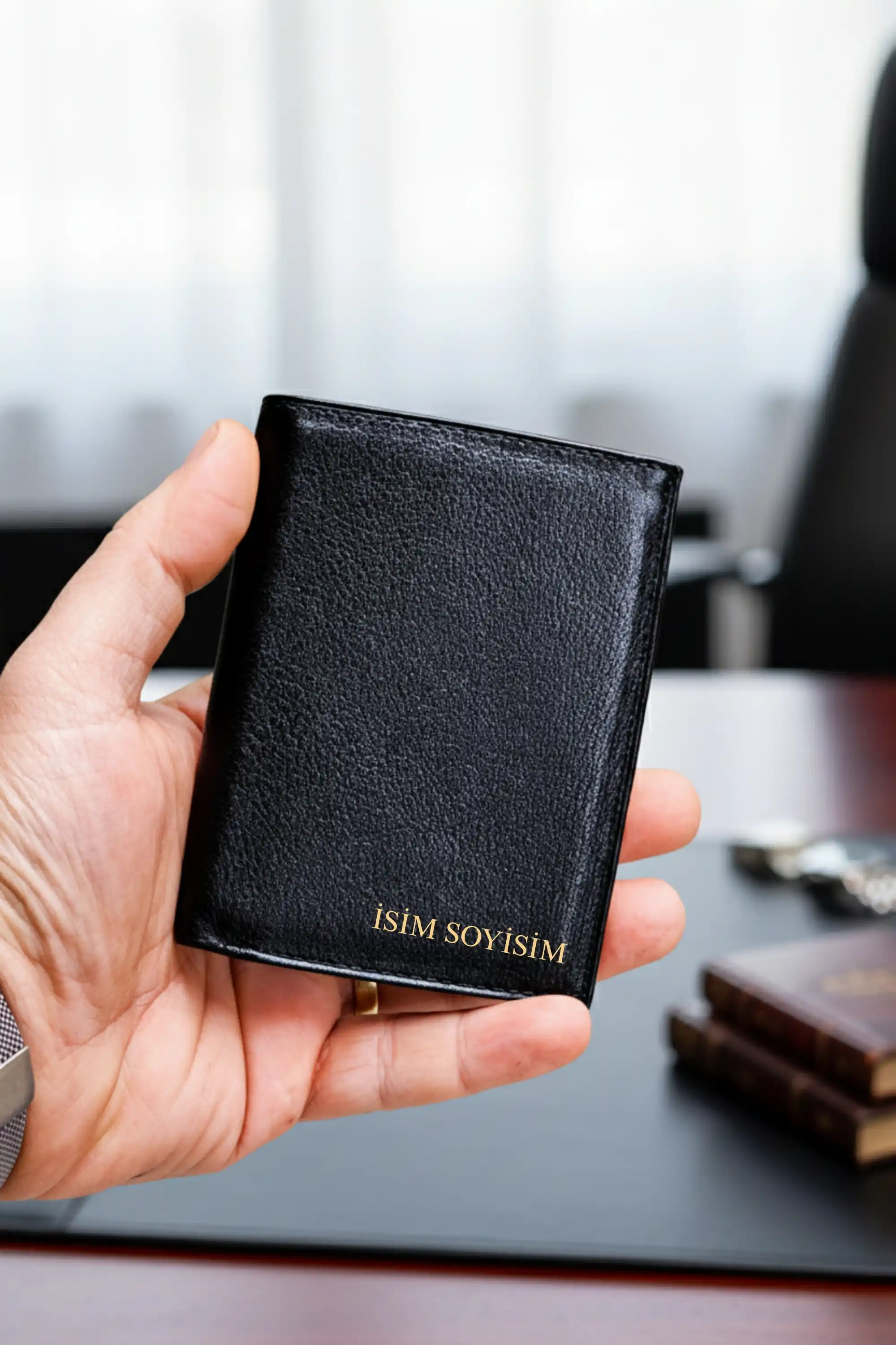 Hakiki Deri Erkek Cüzdan Dik Model – 12 Kart - Bozuk Para Bölmeli - İsim Baskılı - Minimalist Tasarım