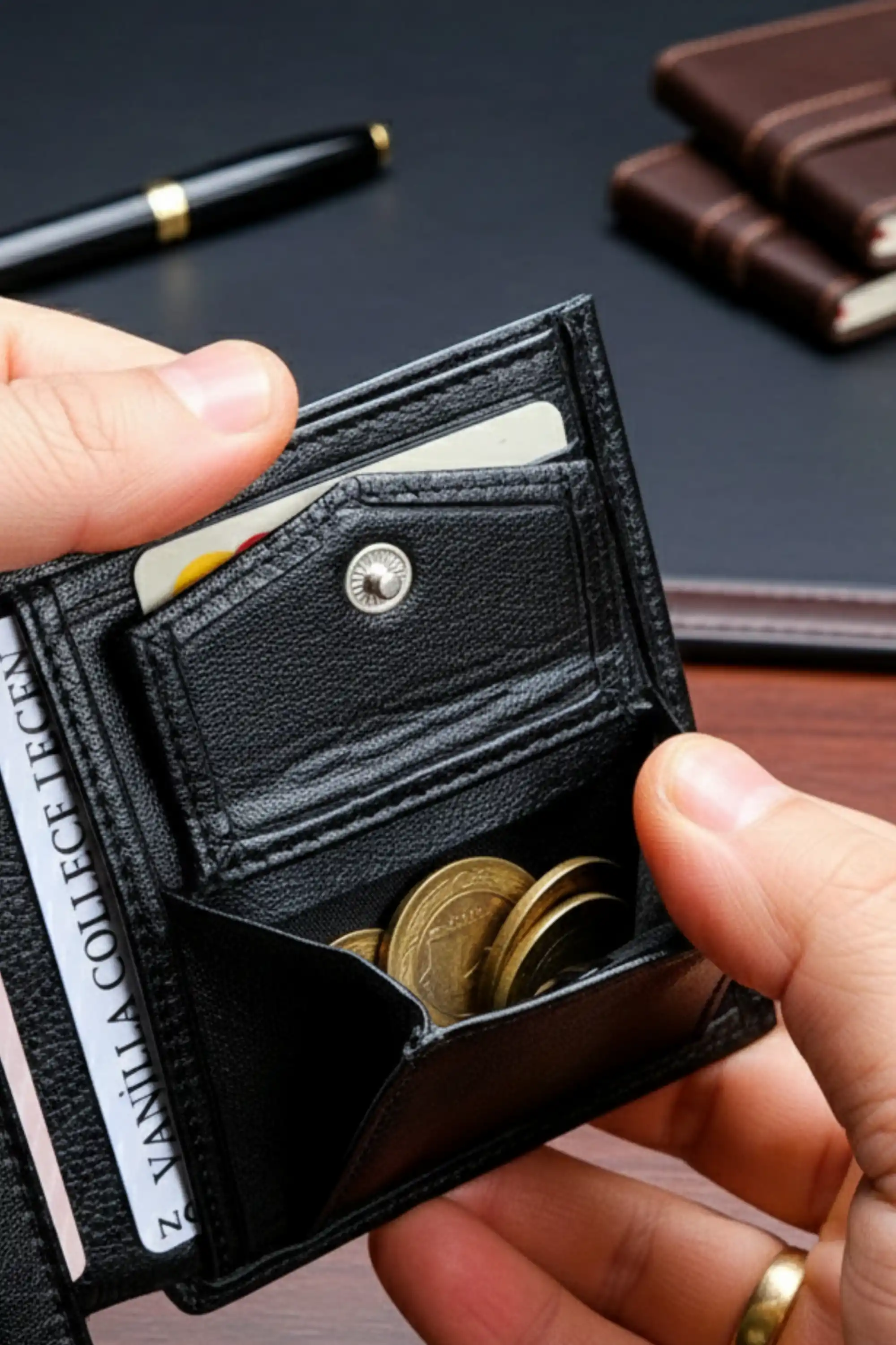 Hakiki Deri Erkek Cüzdan Dik Model – 12 Kart - Bozuk Para Bölmeli - İsim Baskılı - Minimalist Tasarım