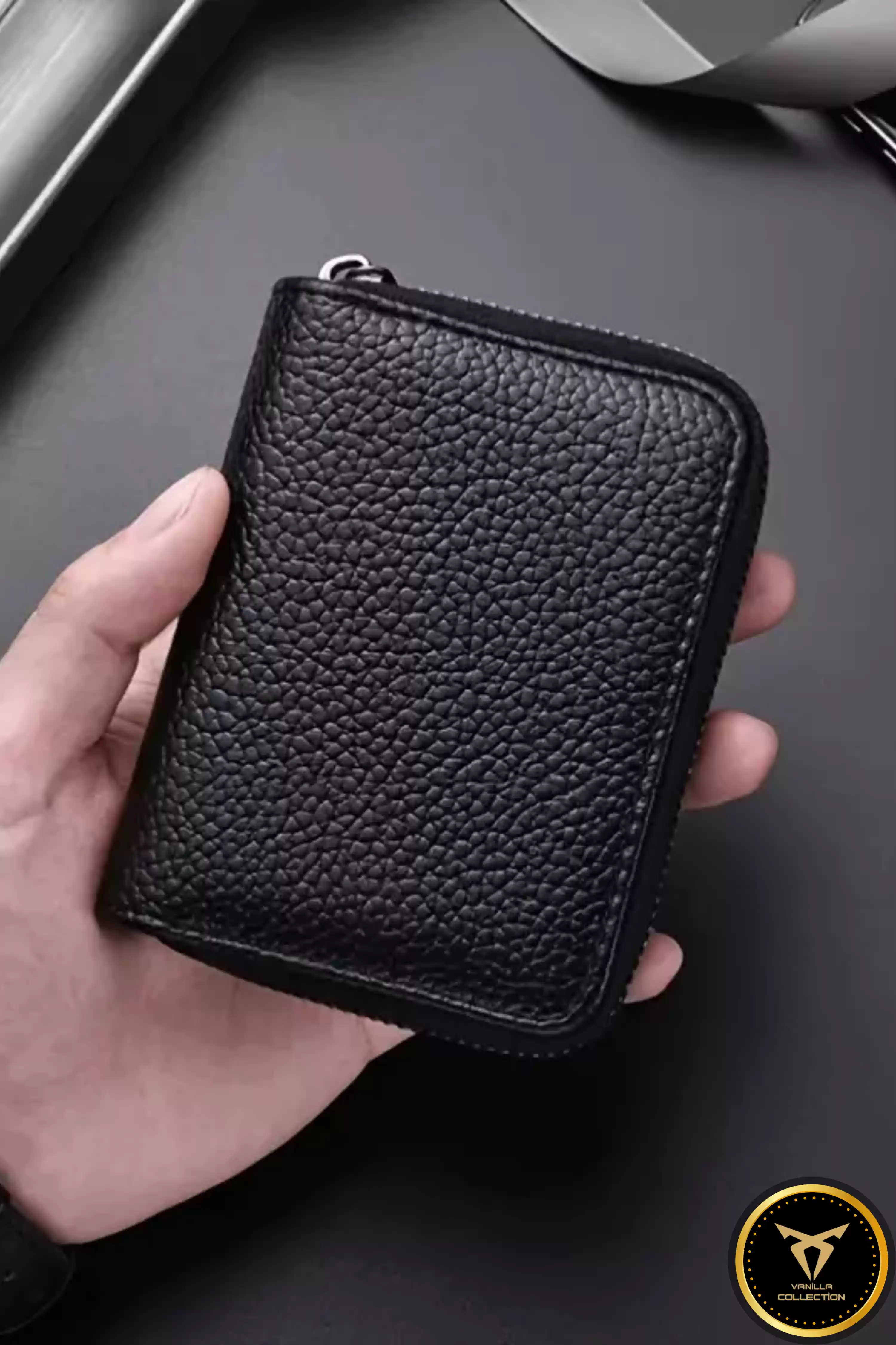 Fermuarlı Cüzdan Kartlık Unisex Vegan Deri Portföy SİYAH