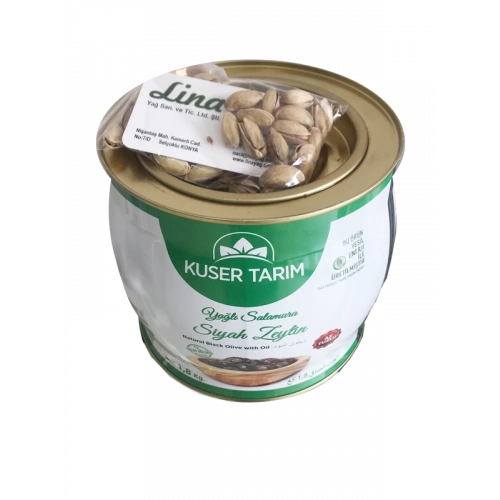 KUSER YAGLI SALAMURA SİYAH ZEYTİN (290/320) 1,8 KG ( 50 GR ANTEP FISTIGI HEDİYE)