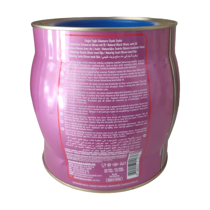 MARMARABİRLİK YAĞLI SALAMURA SİYAH ZEYTİN (S) (291-320) 2 KG TENEKE
