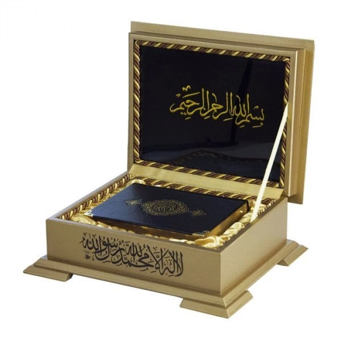 Ahşap Kutulu KurAn(Çanta Boy Sarı Renk) (0263)