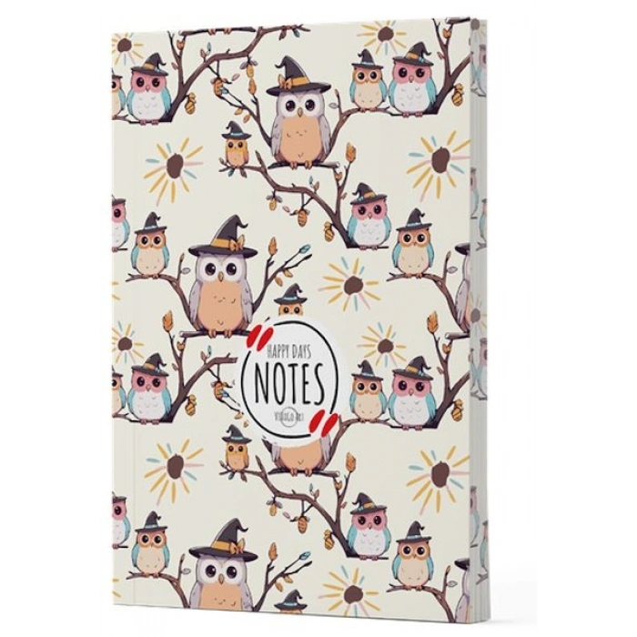 Baykuş 7 - Yan Boyamalı Çizgili Defter